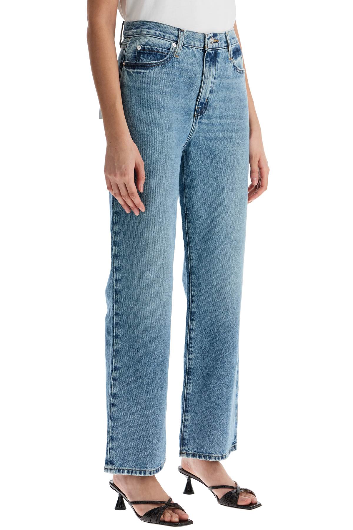 Frame Light Blue High-Waisted Straight Ankle Jeans Le Jane