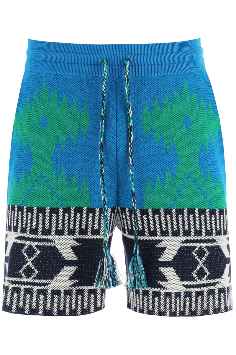 Alanui Jacquard Cotton Icon Shorts Blue