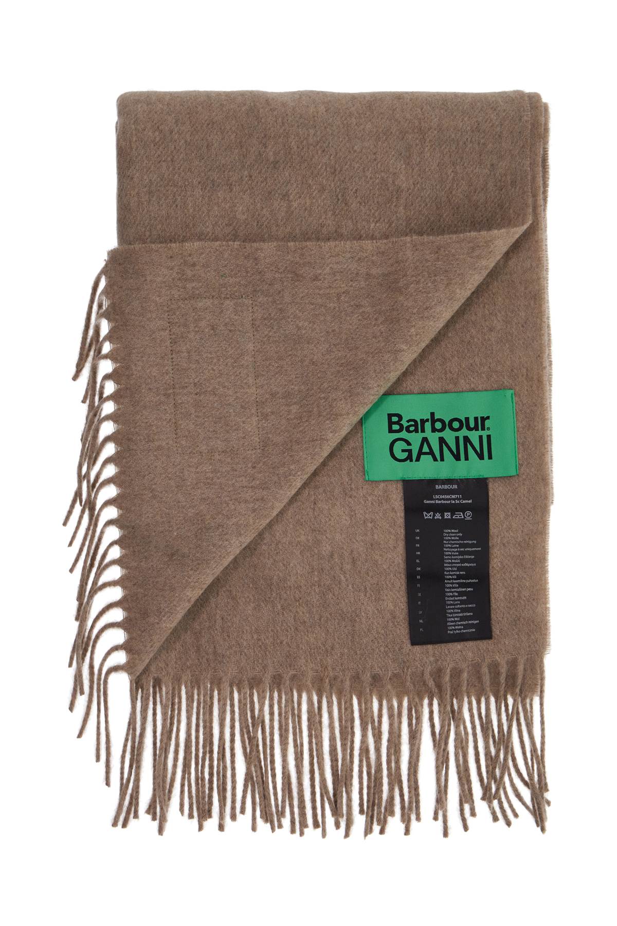 Barbour X Ganni 'Wool Scarf With Patch Logo Design'