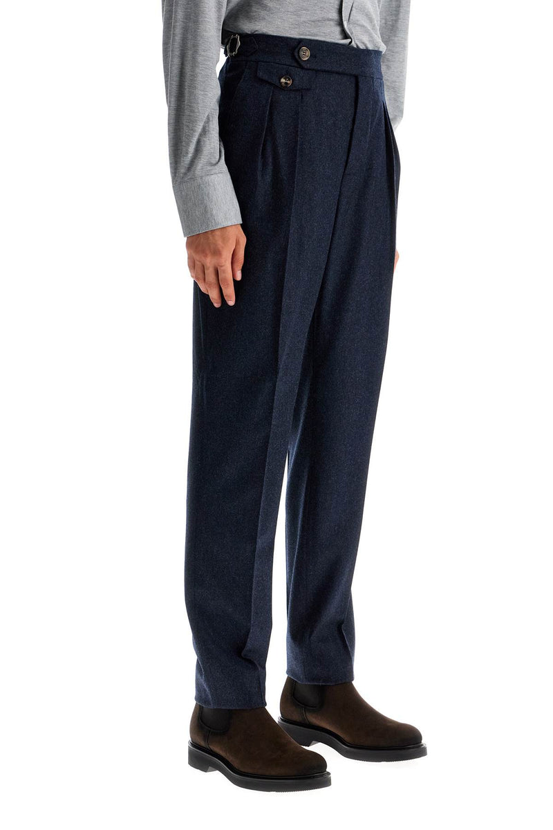 Brunello Cucinelli Tailored Fit Flannel Pants Blue