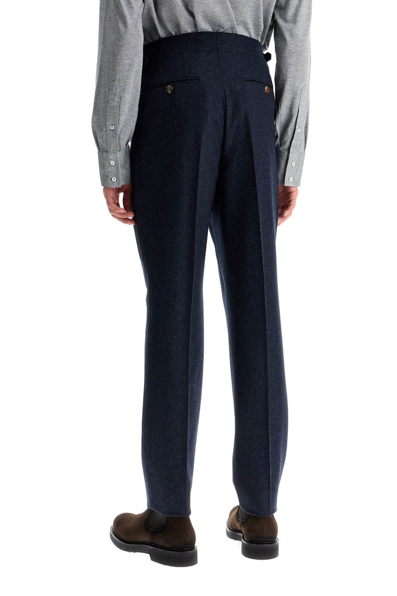 Brunello Cucinelli Tailored Fit Flannel Pants Blue