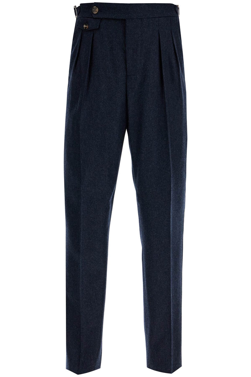 Brunello Cucinelli Tailored Fit Flannel Pants Blue