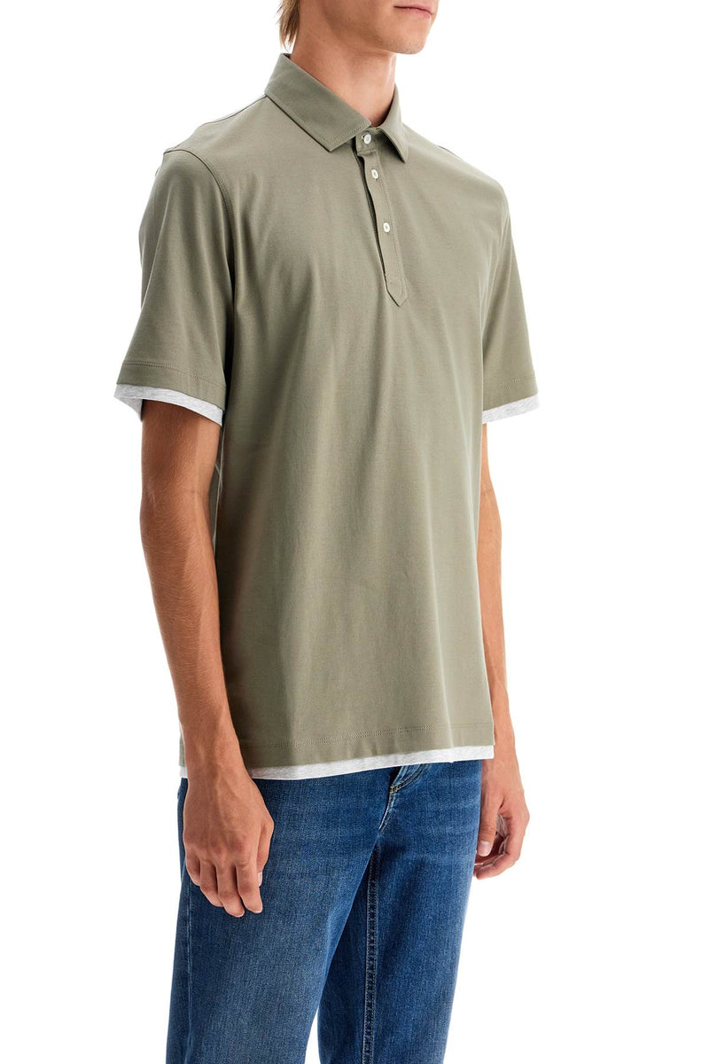 Brunello Cucinelli Polo With Faux Khaki