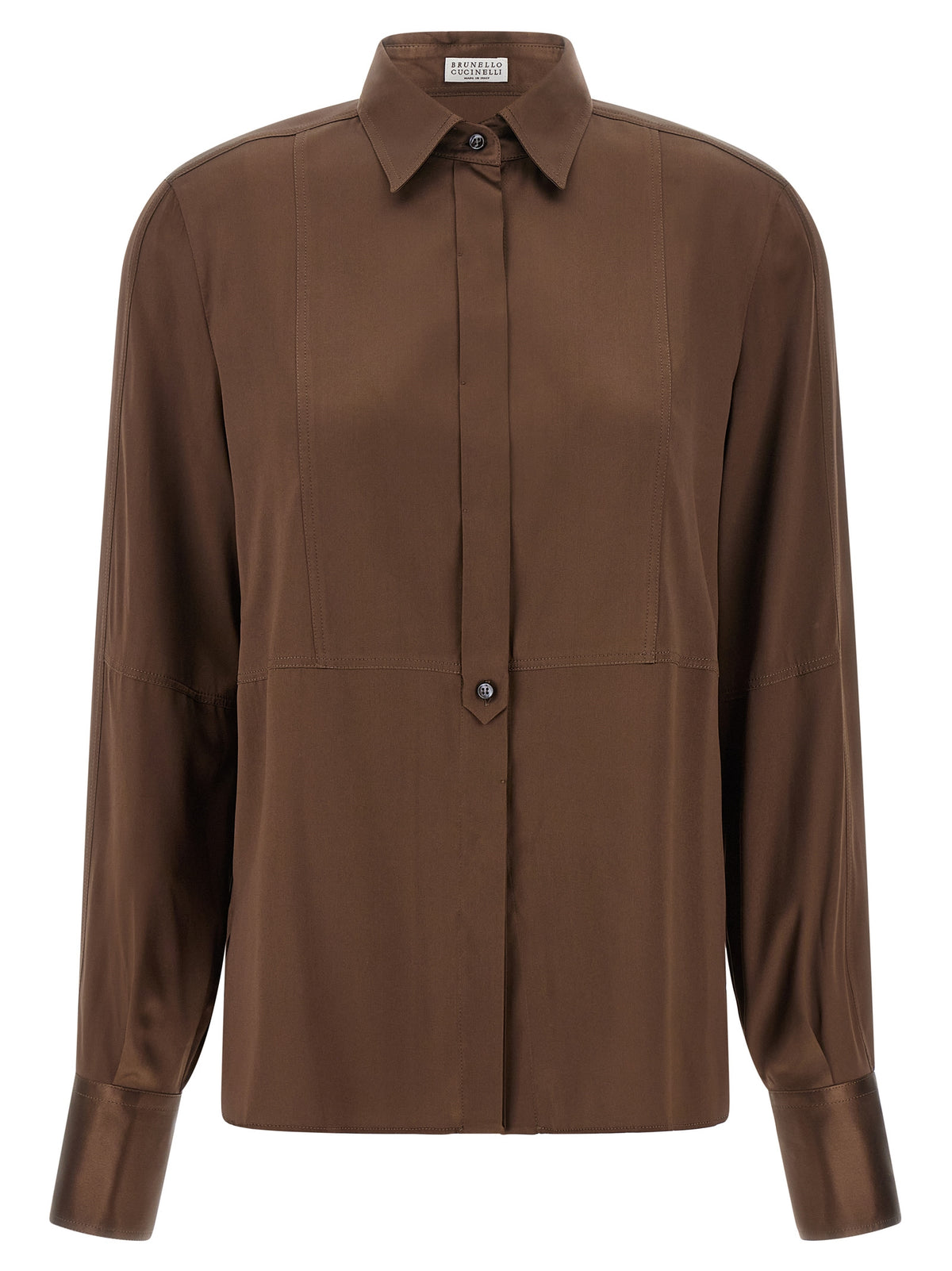 Brunello Cucinelli Stretch Silk Satin Shirt