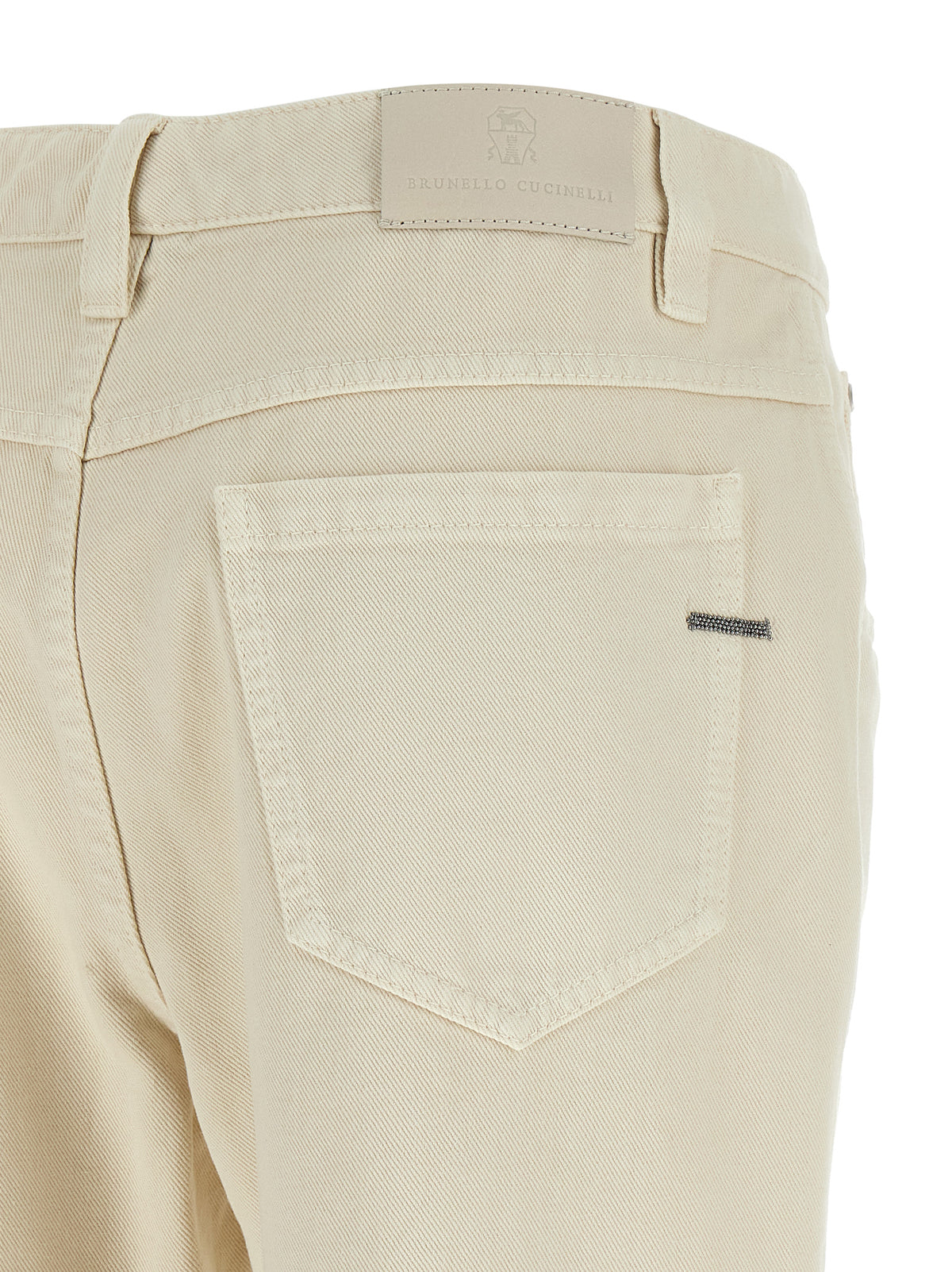 Brunello Cucinelli Beige 'Shiny Tab' Jeans