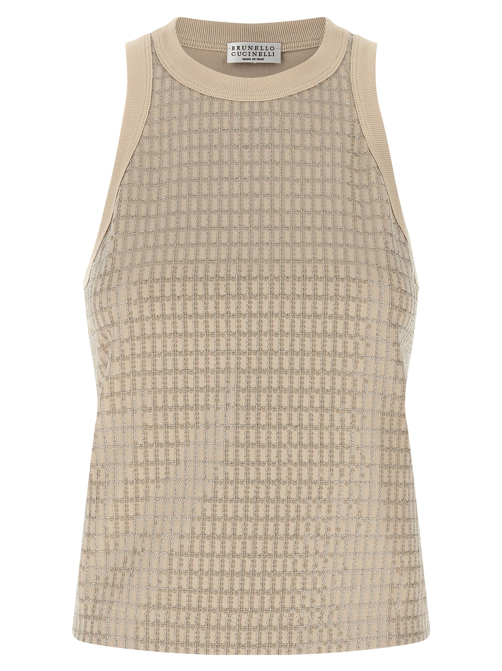 Brunello Cucinelli 'Dazzling Check Embroidery' Top