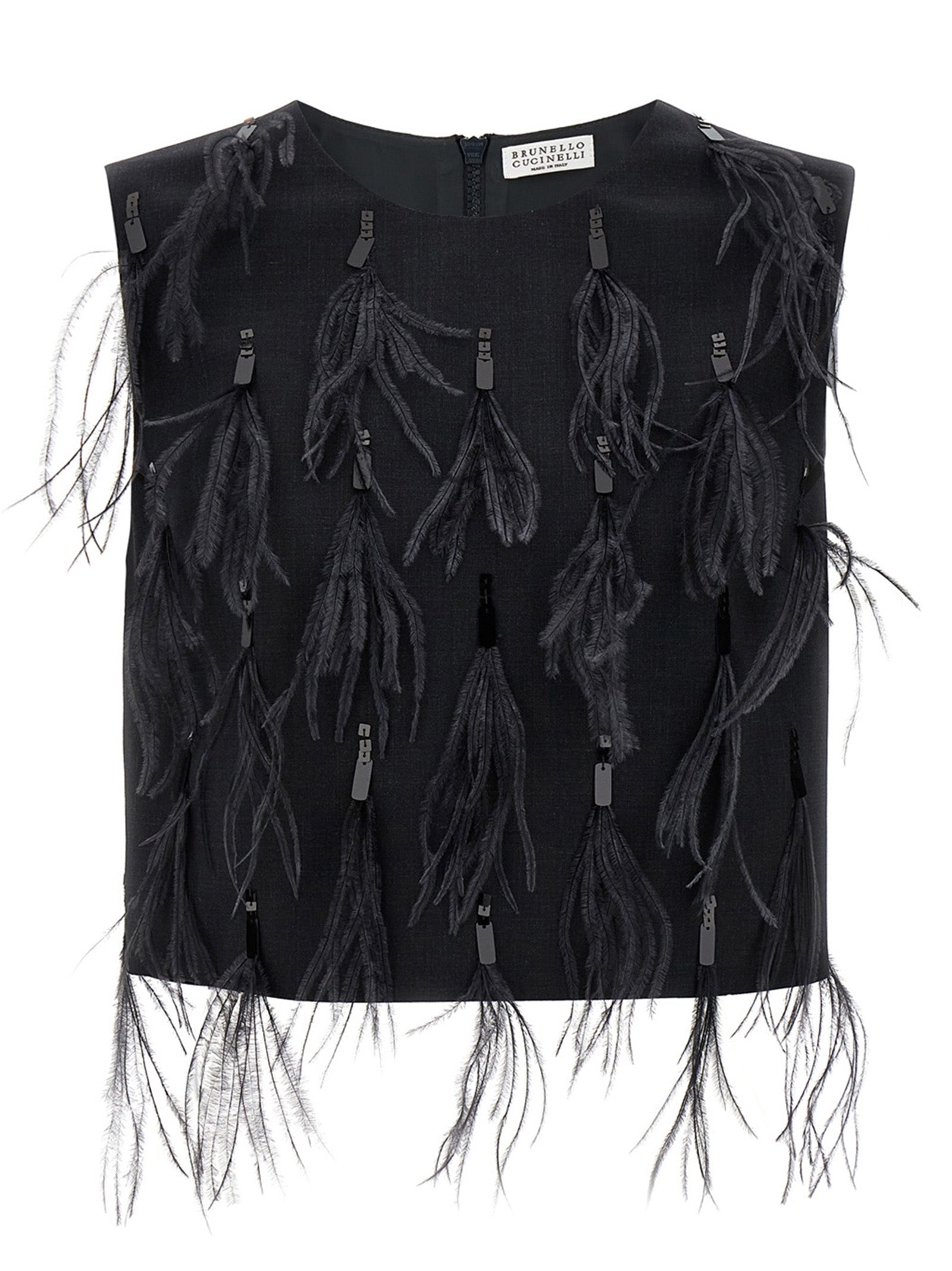 Brunello Cucinelli Sequin Feather Top