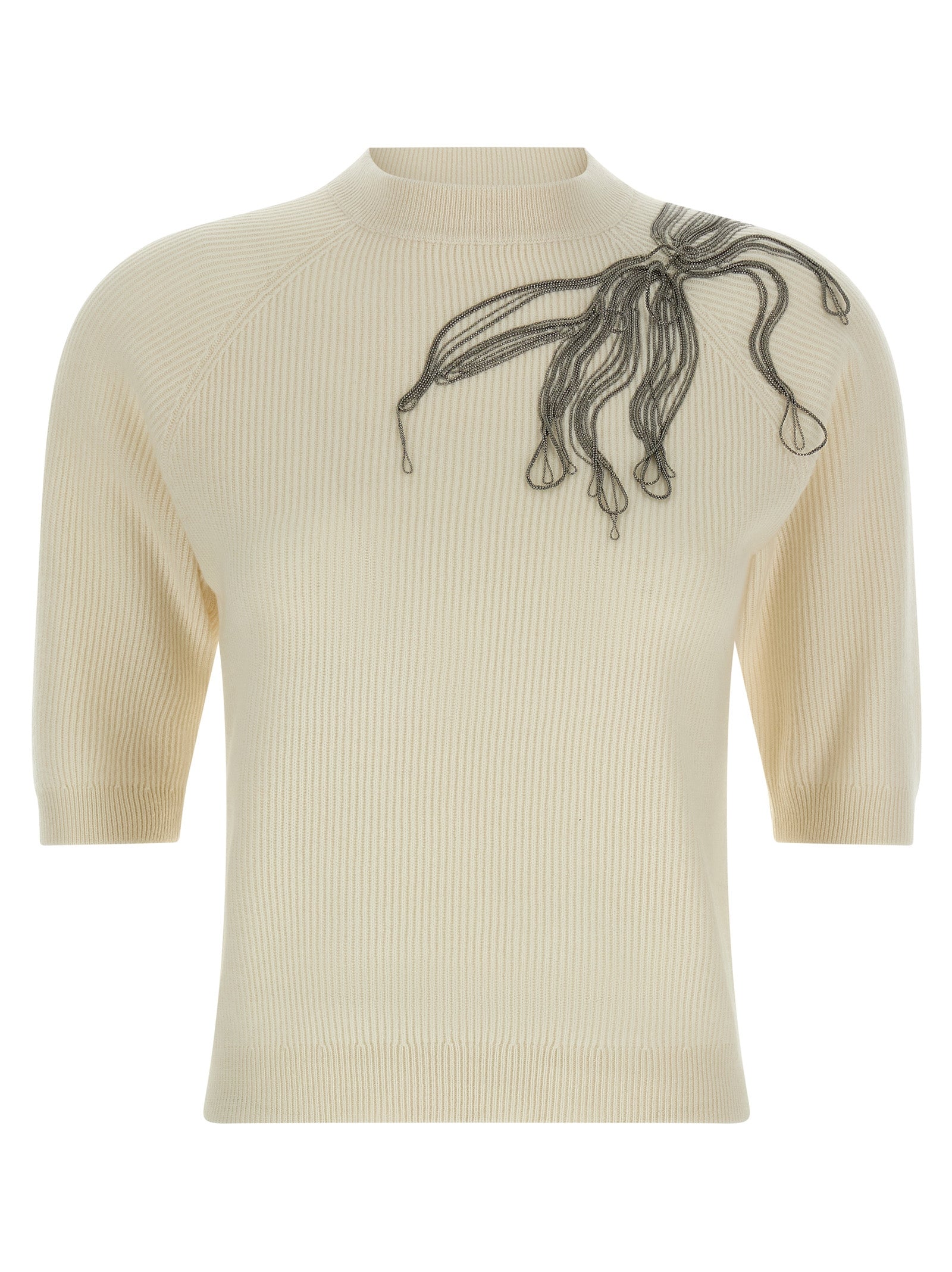 Brunello Cucinelli 'Shiny Flower Embroidery' Sweater