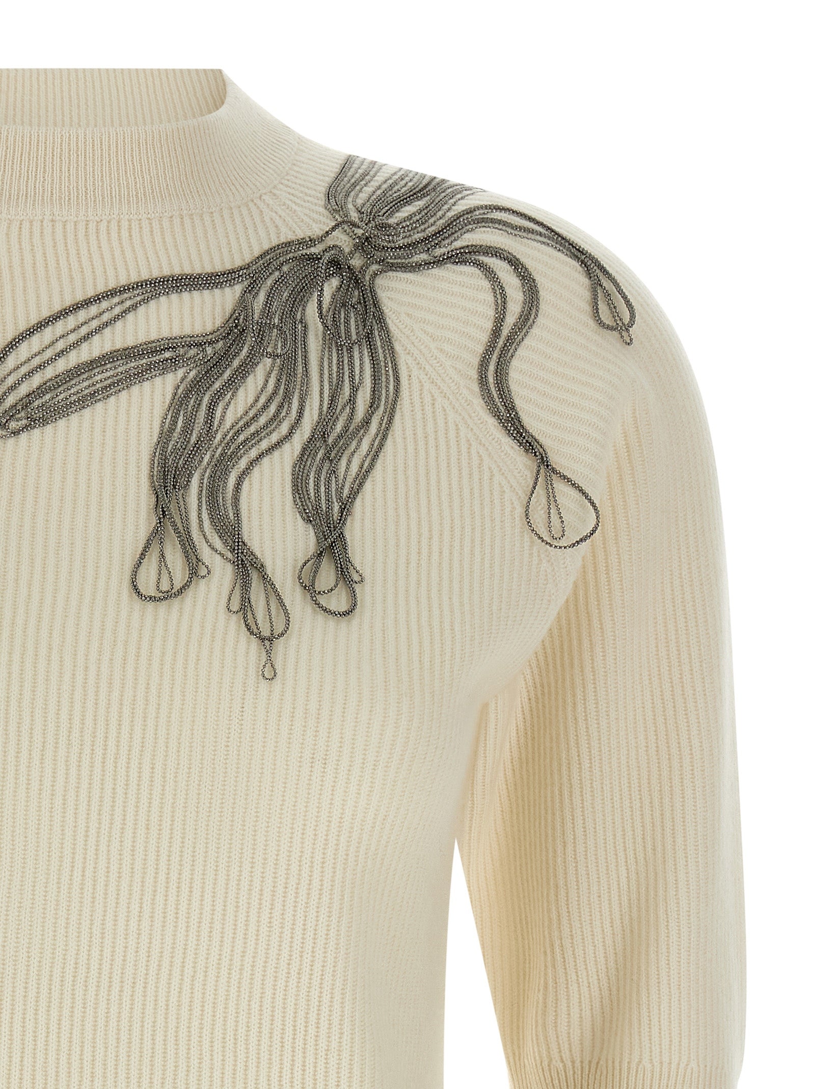Brunello Cucinelli 'Shiny Flower Embroidery' Sweater