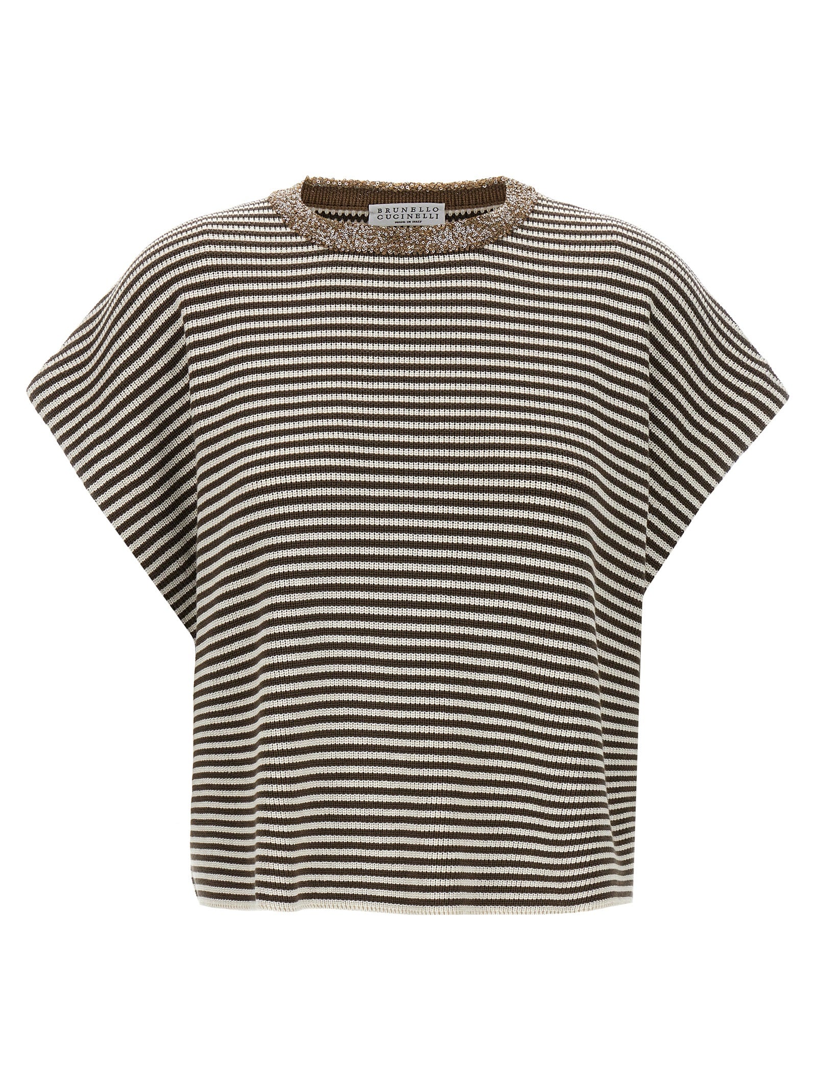 Brunello Cucinelli 'Dazzling Collar Insert' T-Shirt