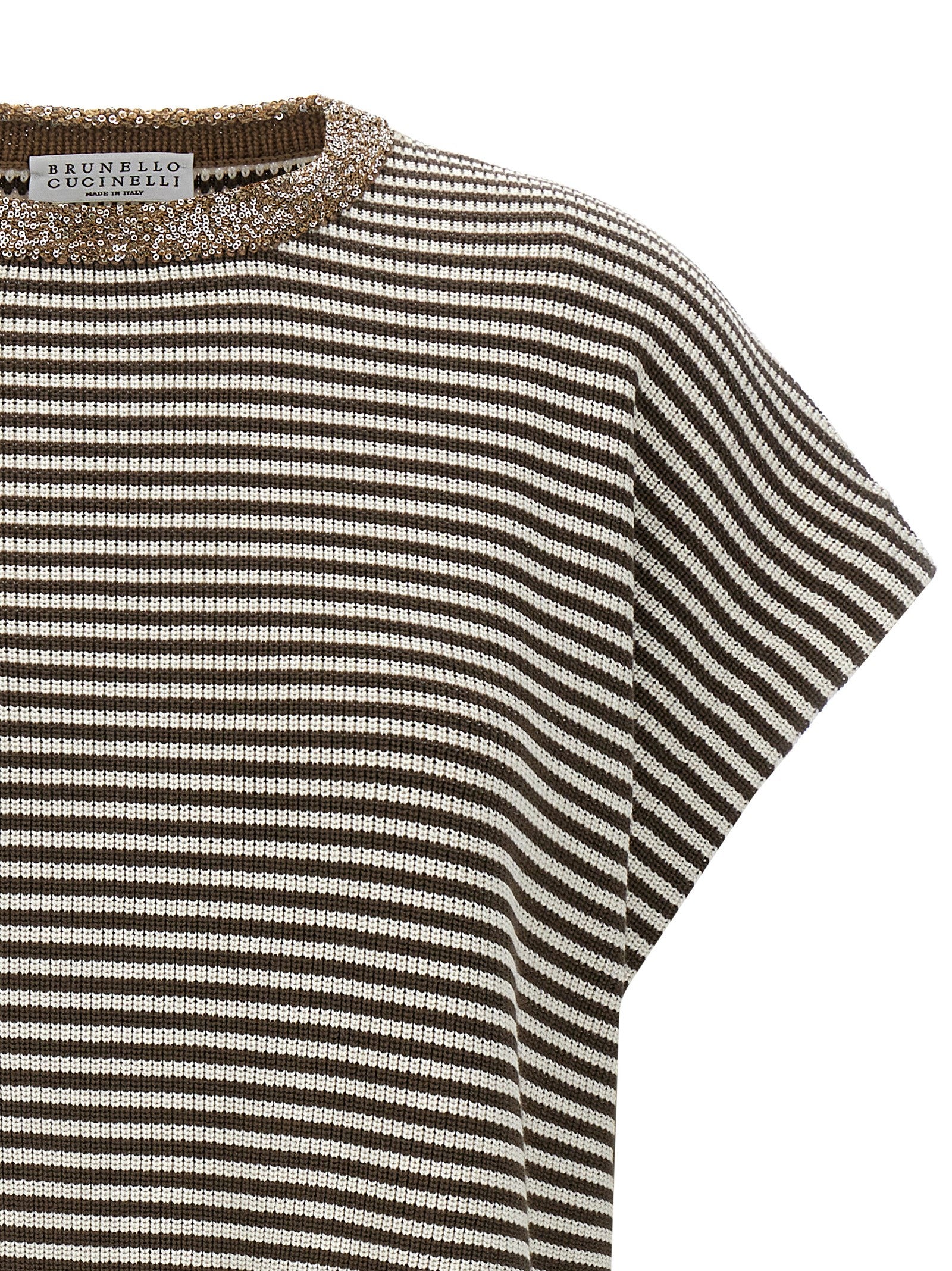 Brunello Cucinelli 'Dazzling Collar Insert' T-Shirt