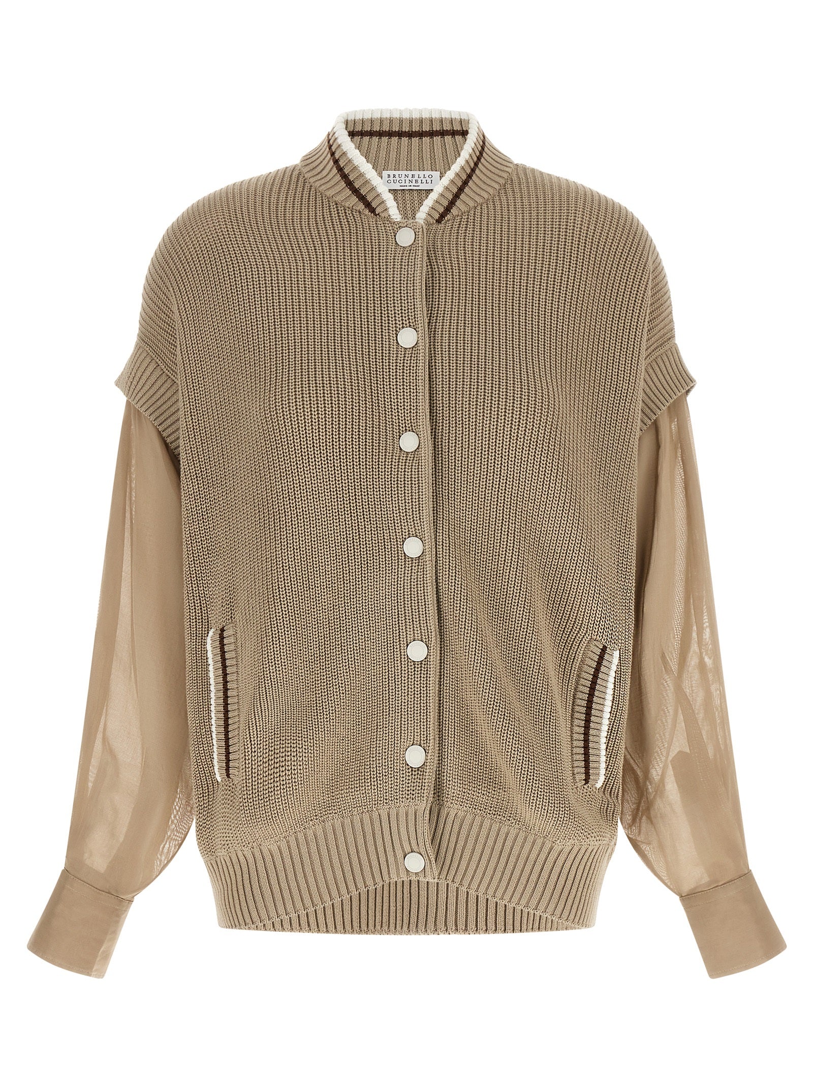 Brunello Cucinelli Organza Sleeve Cardigan