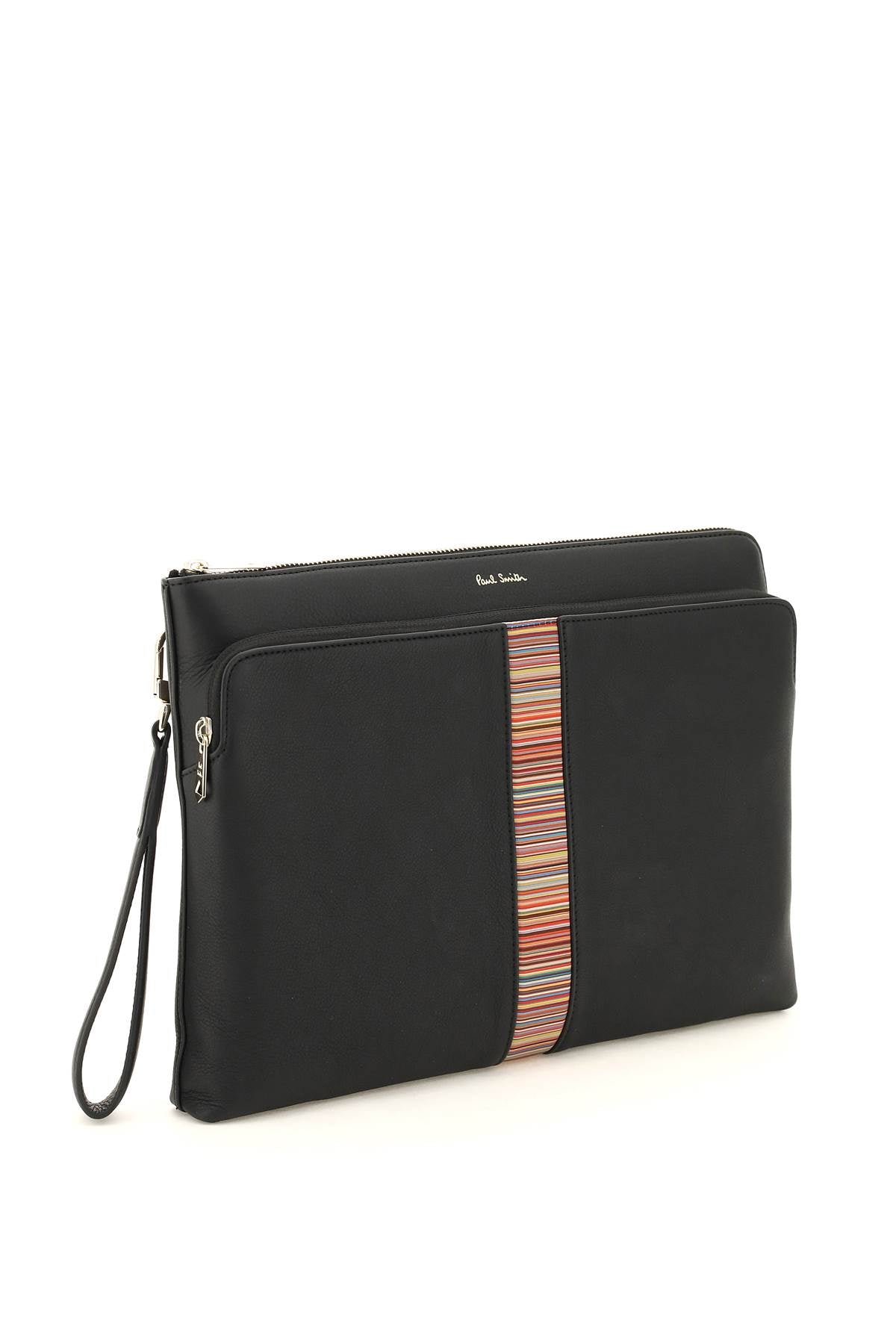 Paul Smith Signture Stripe Leather Pouch Black