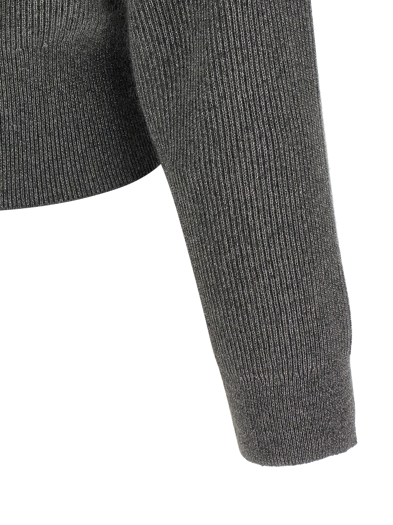 Brunello Cucinelli Ribbed Cardigan With Leather Detail