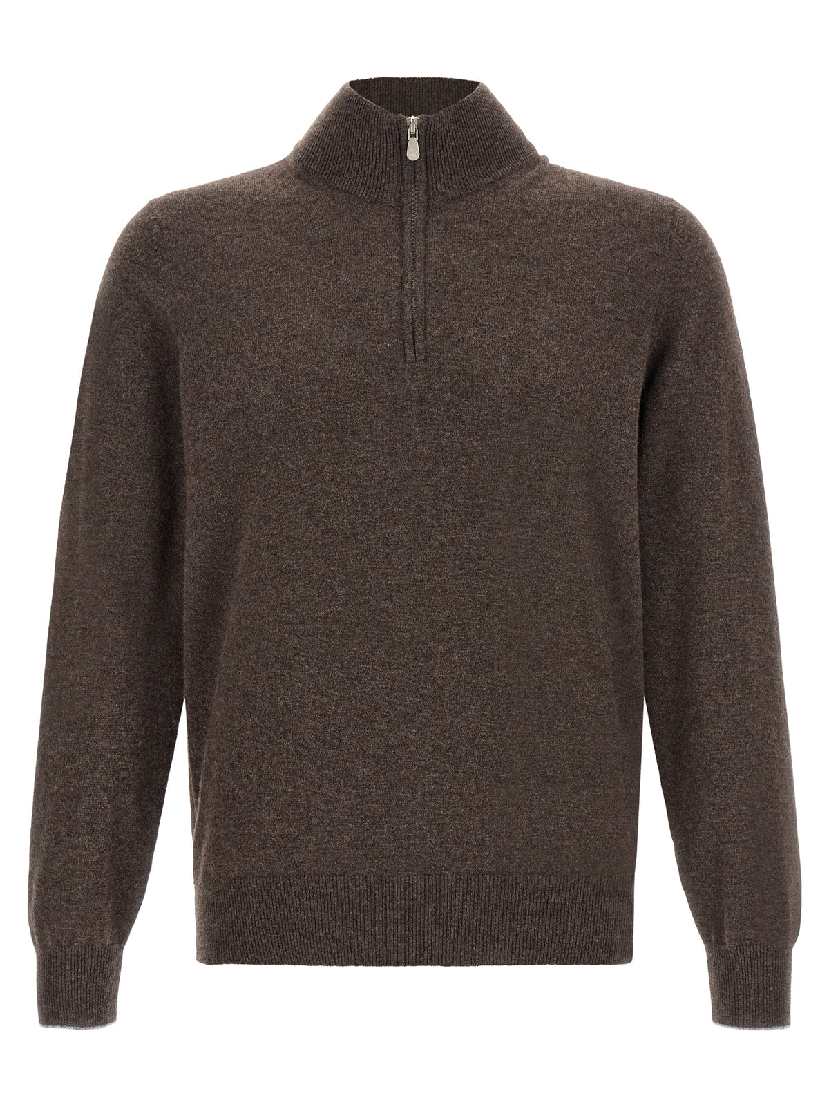 Brunello Cucinelli Brown Half-Zip Sweater
