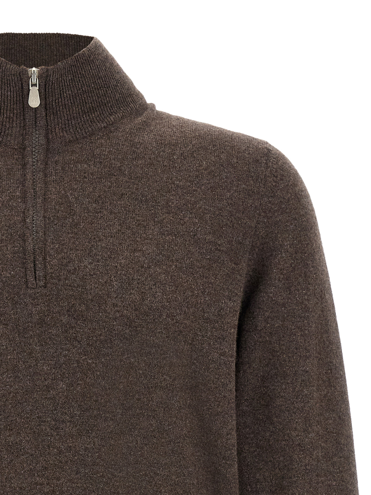Brunello Cucinelli Brown Half-Zip Sweater