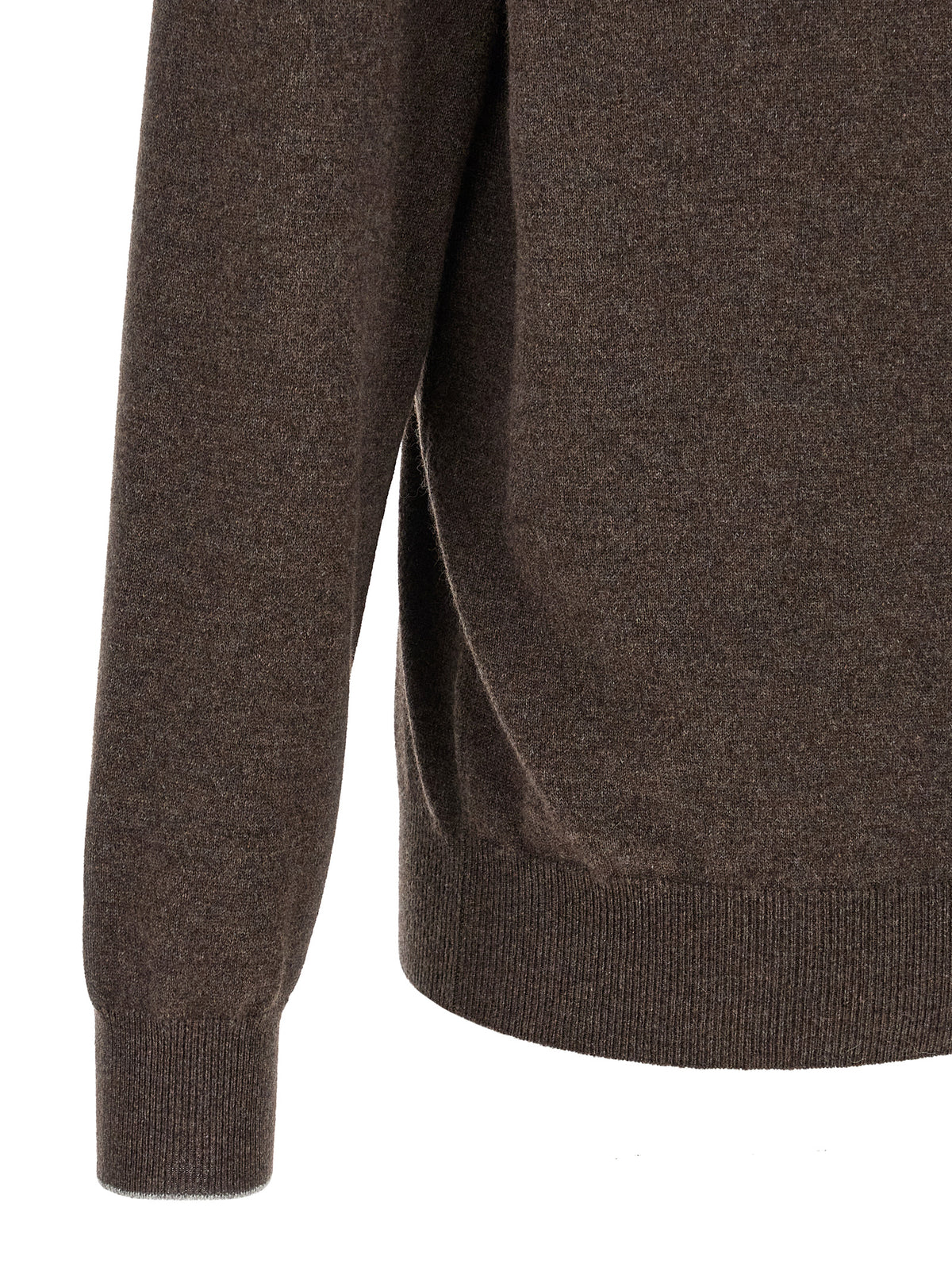 Brunello Cucinelli Brown Half-Zip Sweater