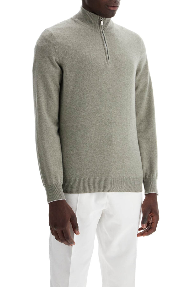 Brunello Cucinelli Cashmere High-Neck Pullover Sweater Green