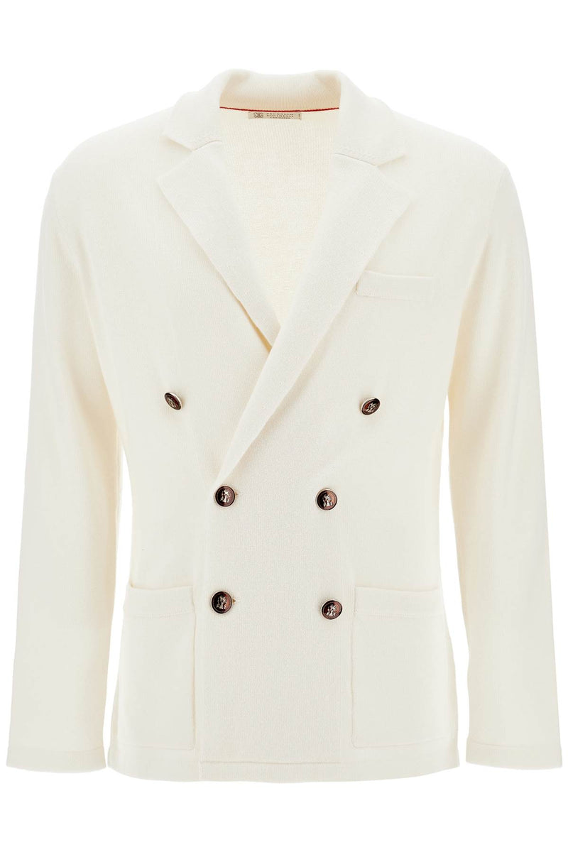 Brunello Cucinelli Double-Breasted Cashmere Cardigan White