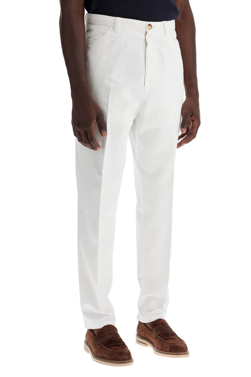 Brunello Cucinelli Twill Gabardine Trousers With Garment White