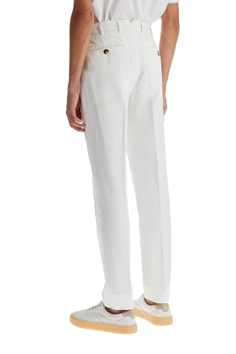 Brunello Cucinelli Italian Fit Gabardine Trousers For White