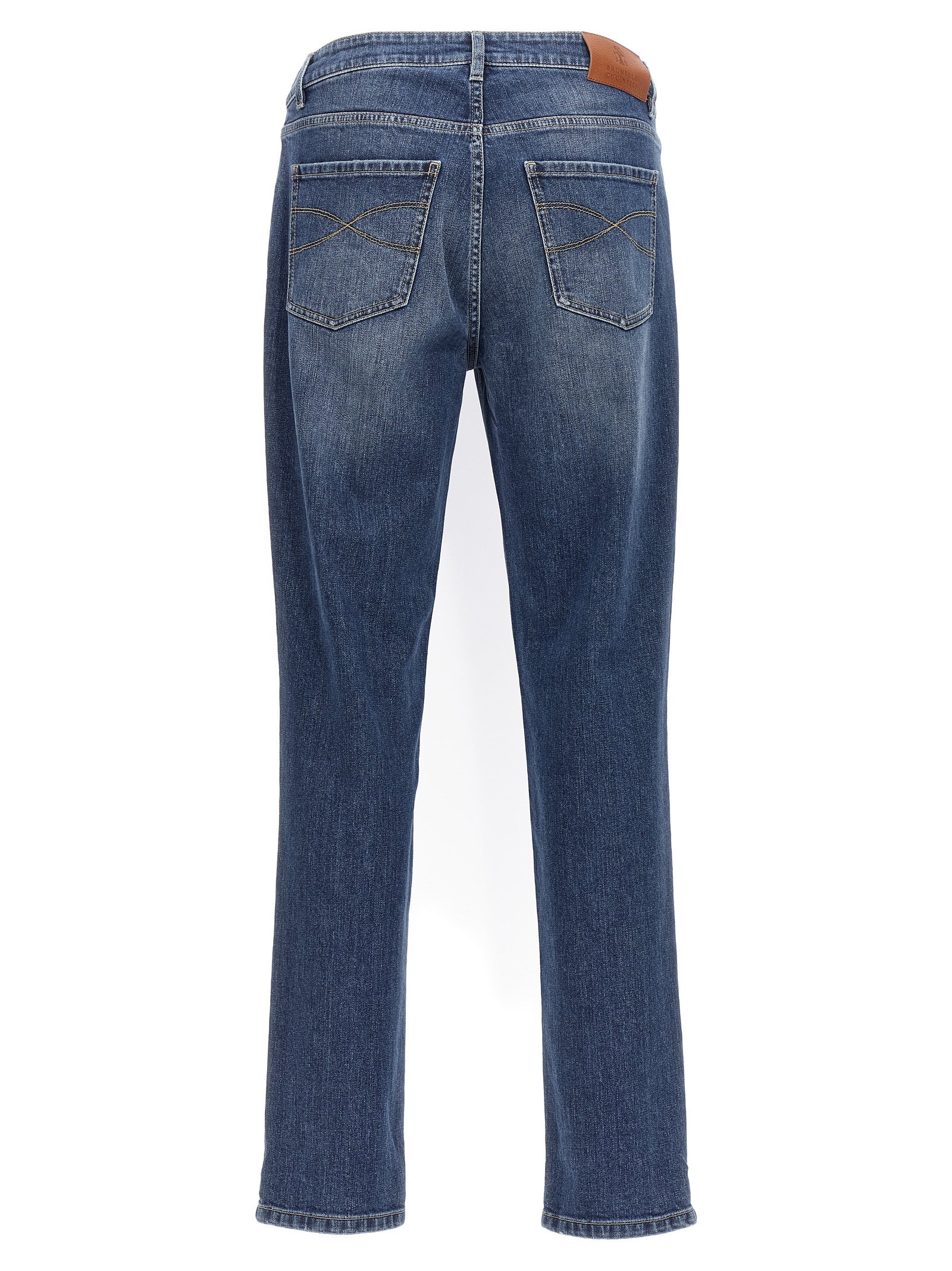 Brunello Cucinelli Logo Embroidery Stretch Jeans