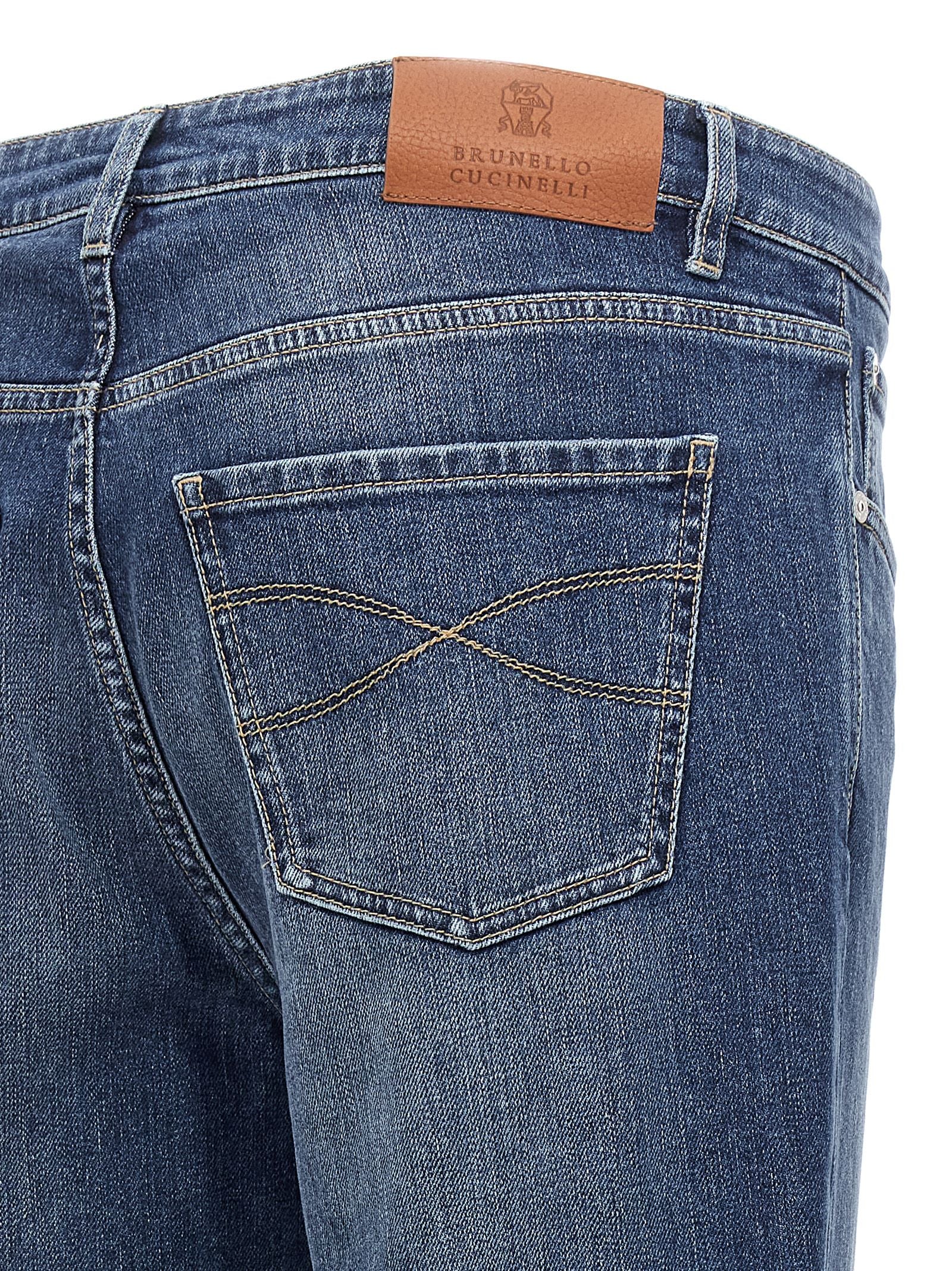 Brunello Cucinelli Logo Embroidery Stretch Jeans