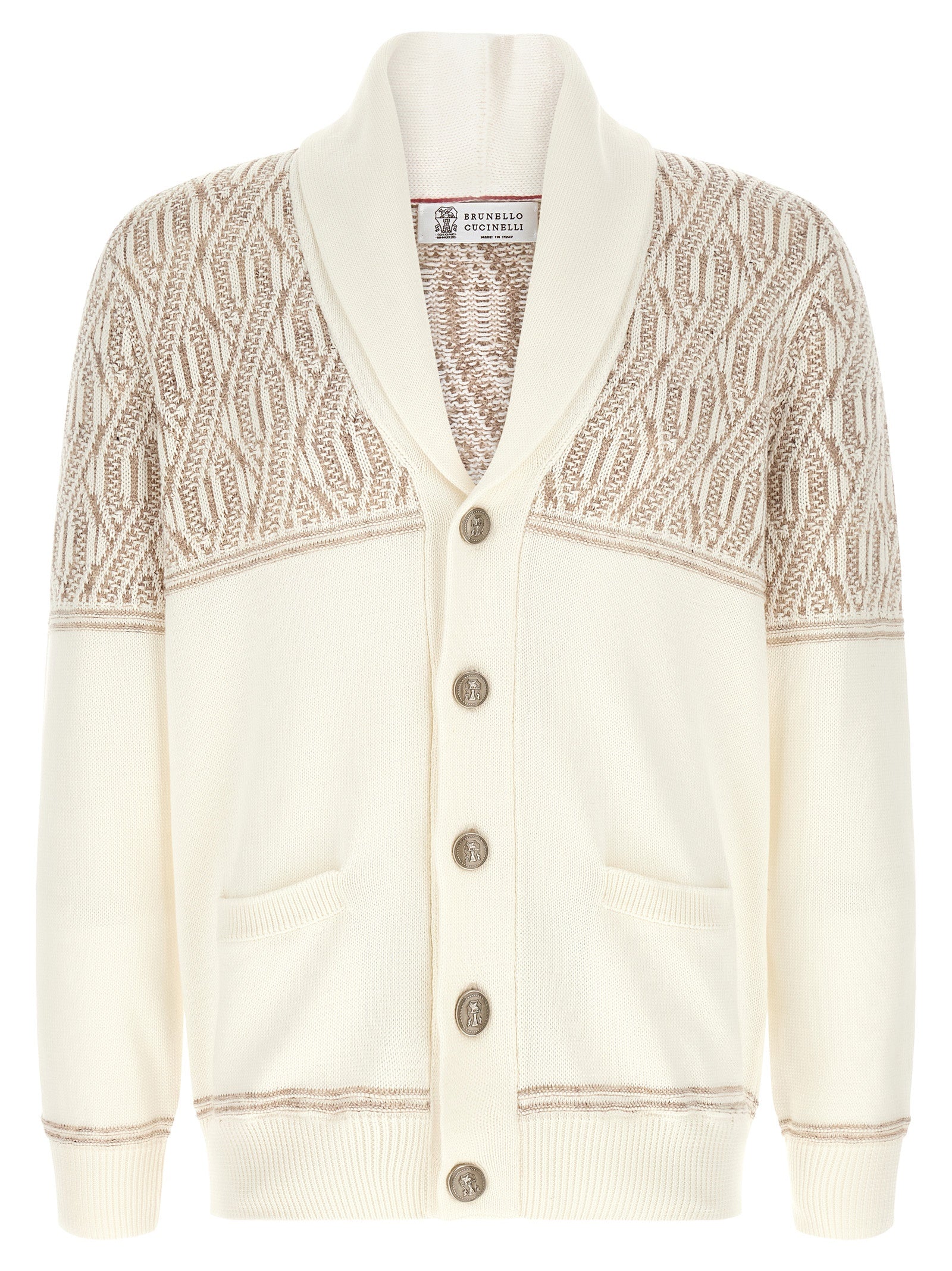 Brunello Cucinelli Braided Jacquard Shoulders Cardigan