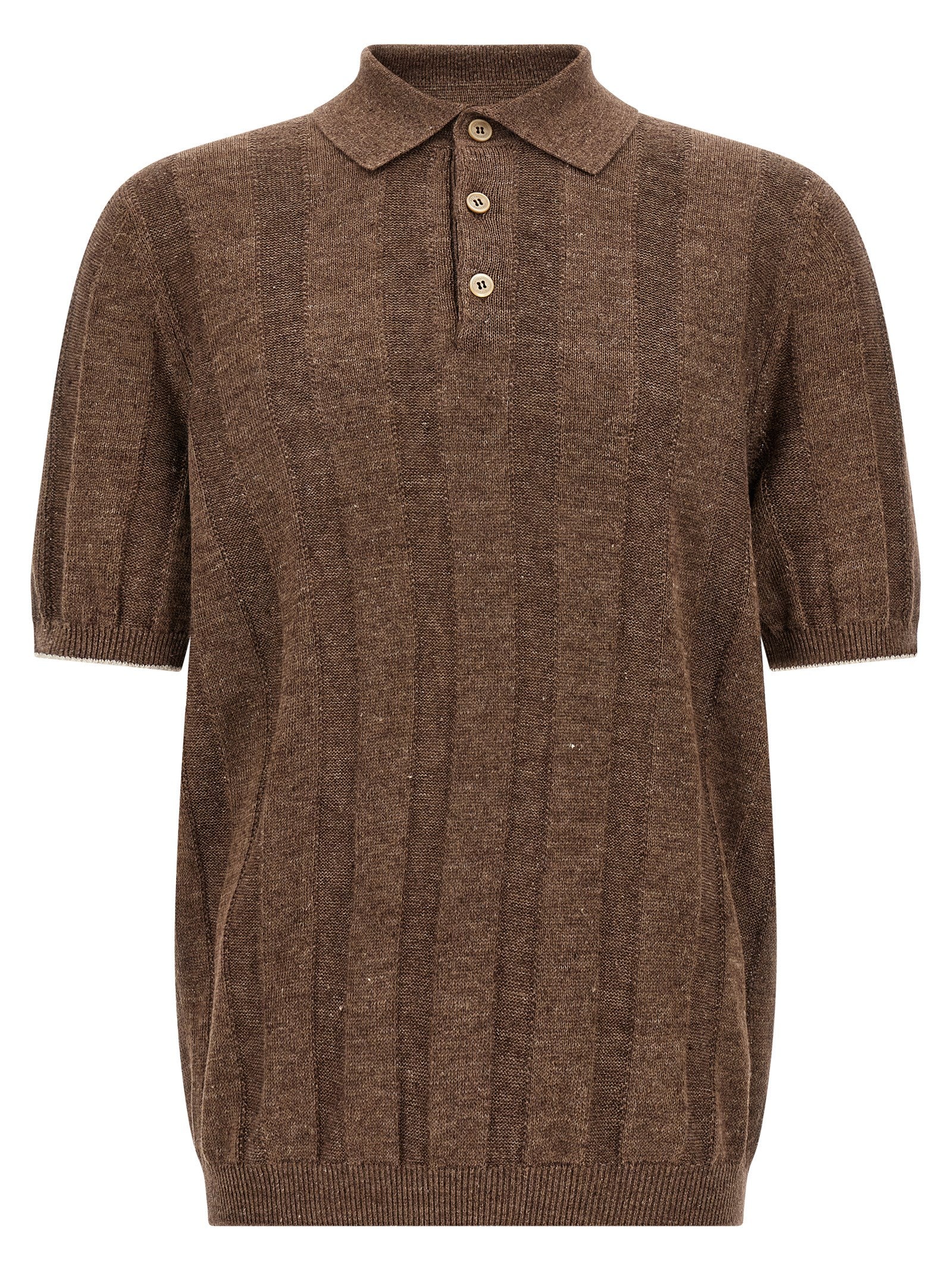 Brunello Cucinelli Wide Ribbed Polo Shirt