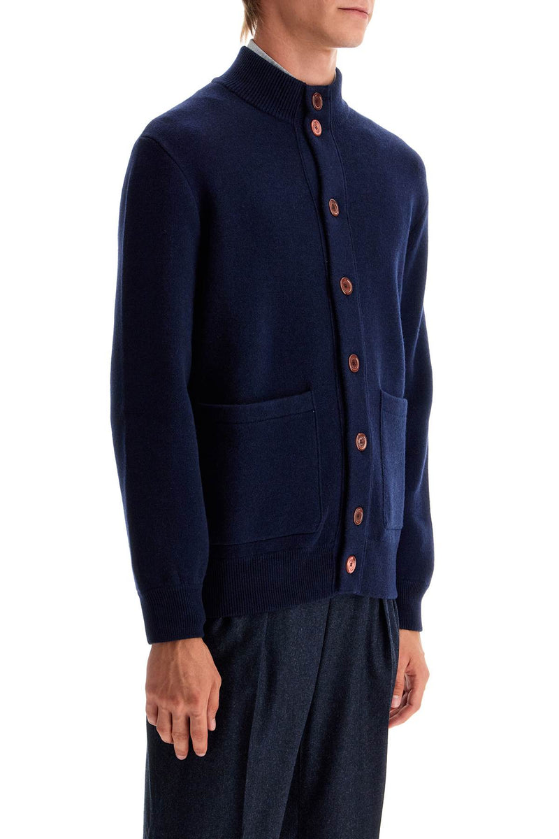 Brunello Cucinelli Double Knit Cardigan In Seven Blue