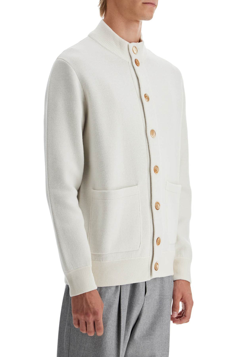 Brunello Cucinelli Double Knit Cardigan In Seven White