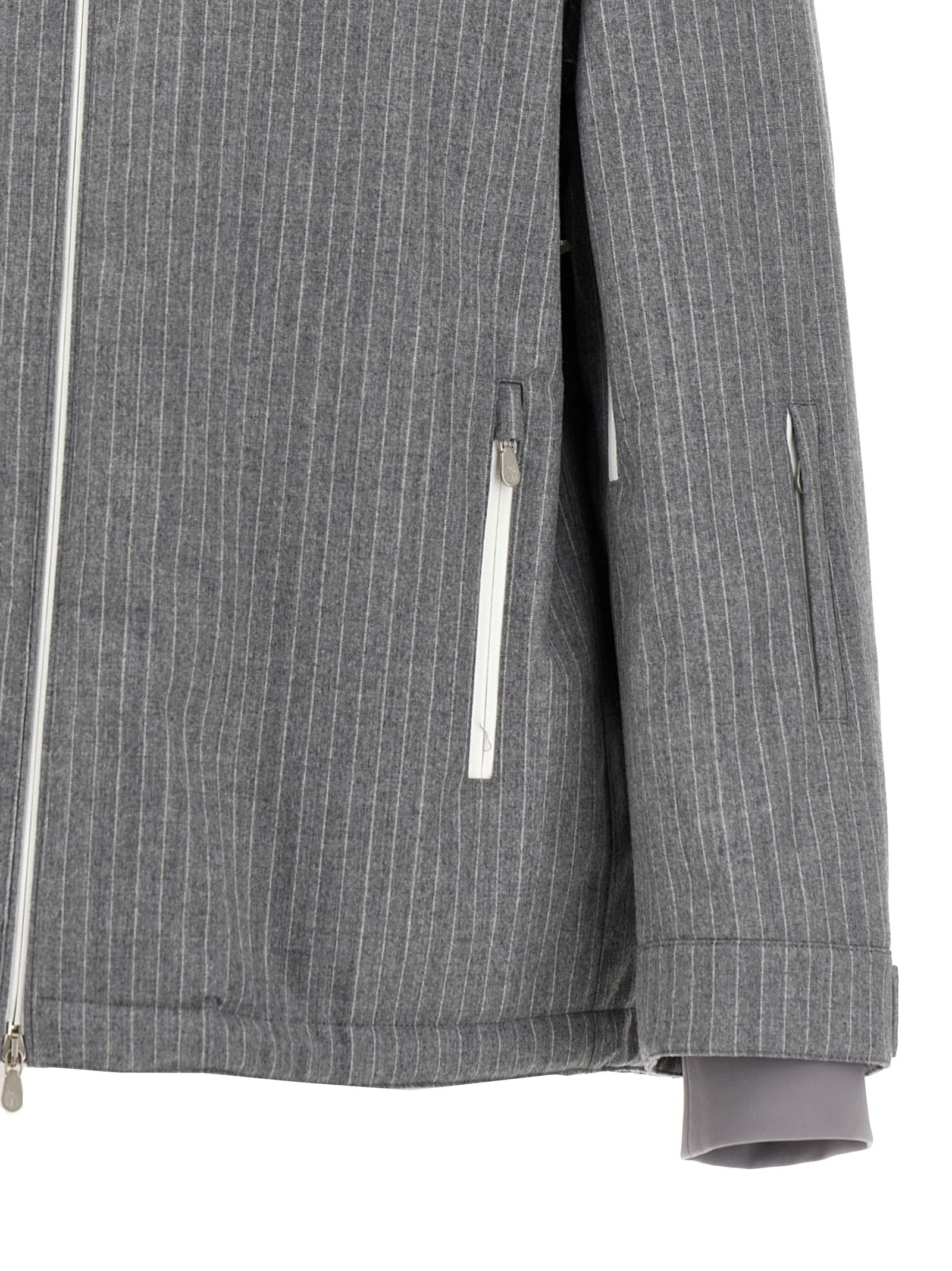 Brunello Cucinelli Pinstriped Bomber Jacket