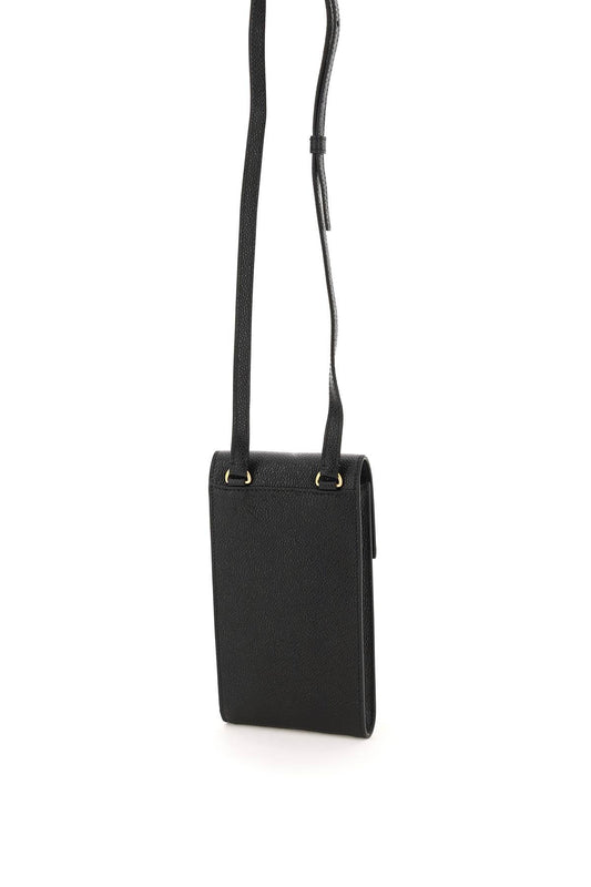 Thom Browne Pebble Grain Leather Phone Holder With Strap Black