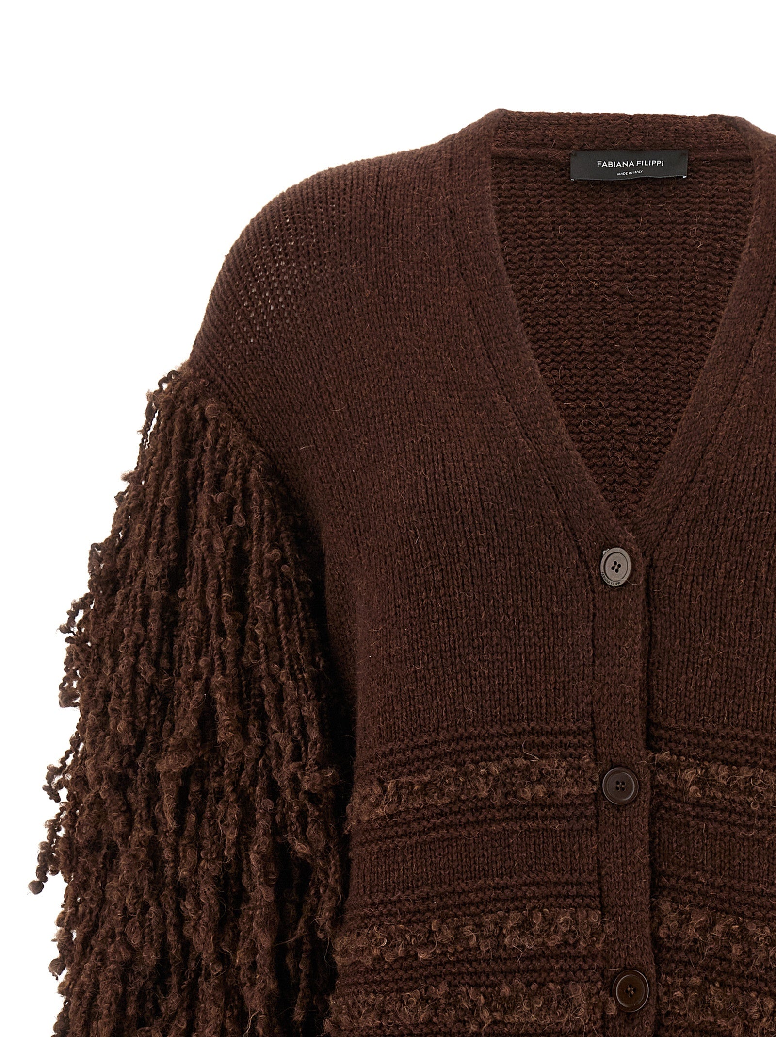 Fabiana Filippi Bouclé Fringed Cardigan