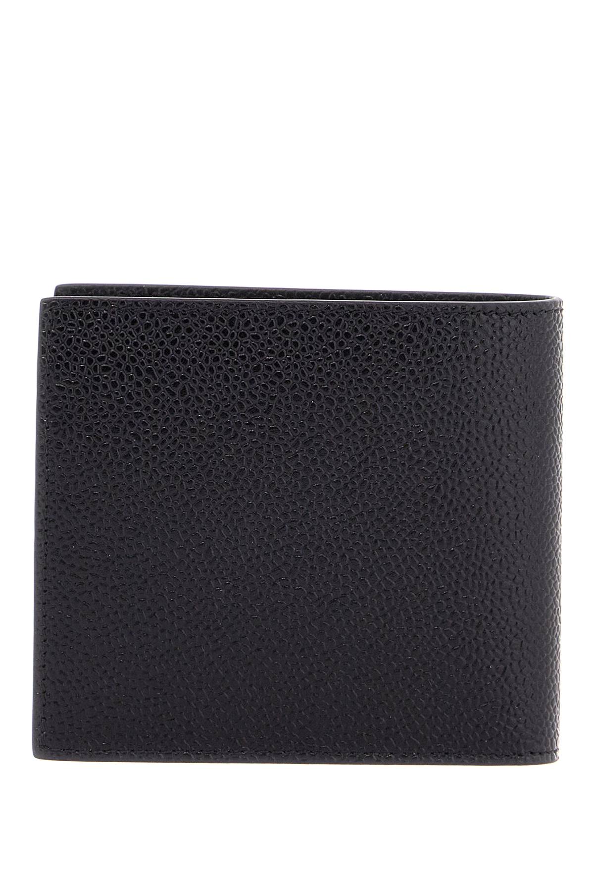 Thom Browne Compact Black Pebble Grain Leather Wallet With Fold Closure