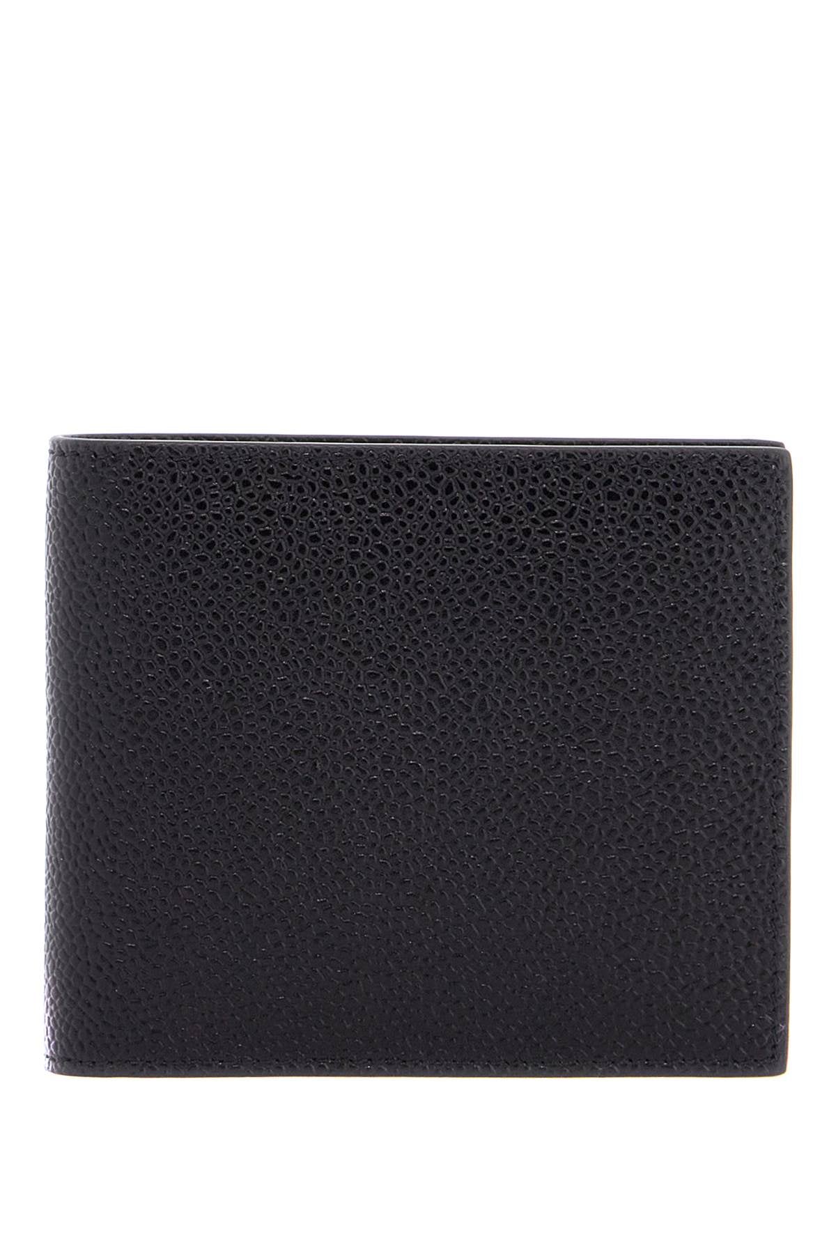 Thom Browne Compact Black Pebble Grain Leather Wallet With Fold Closure