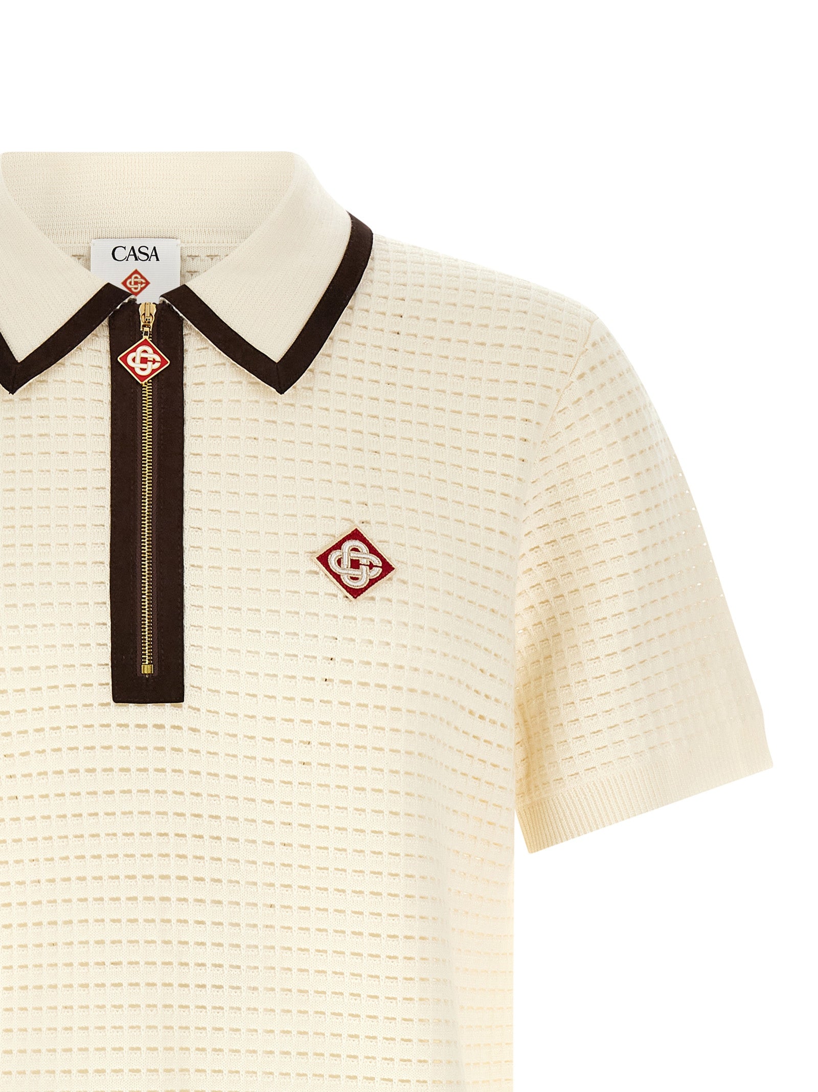 Casablanca 'Waffle Stitch' Knit Polo Shirt