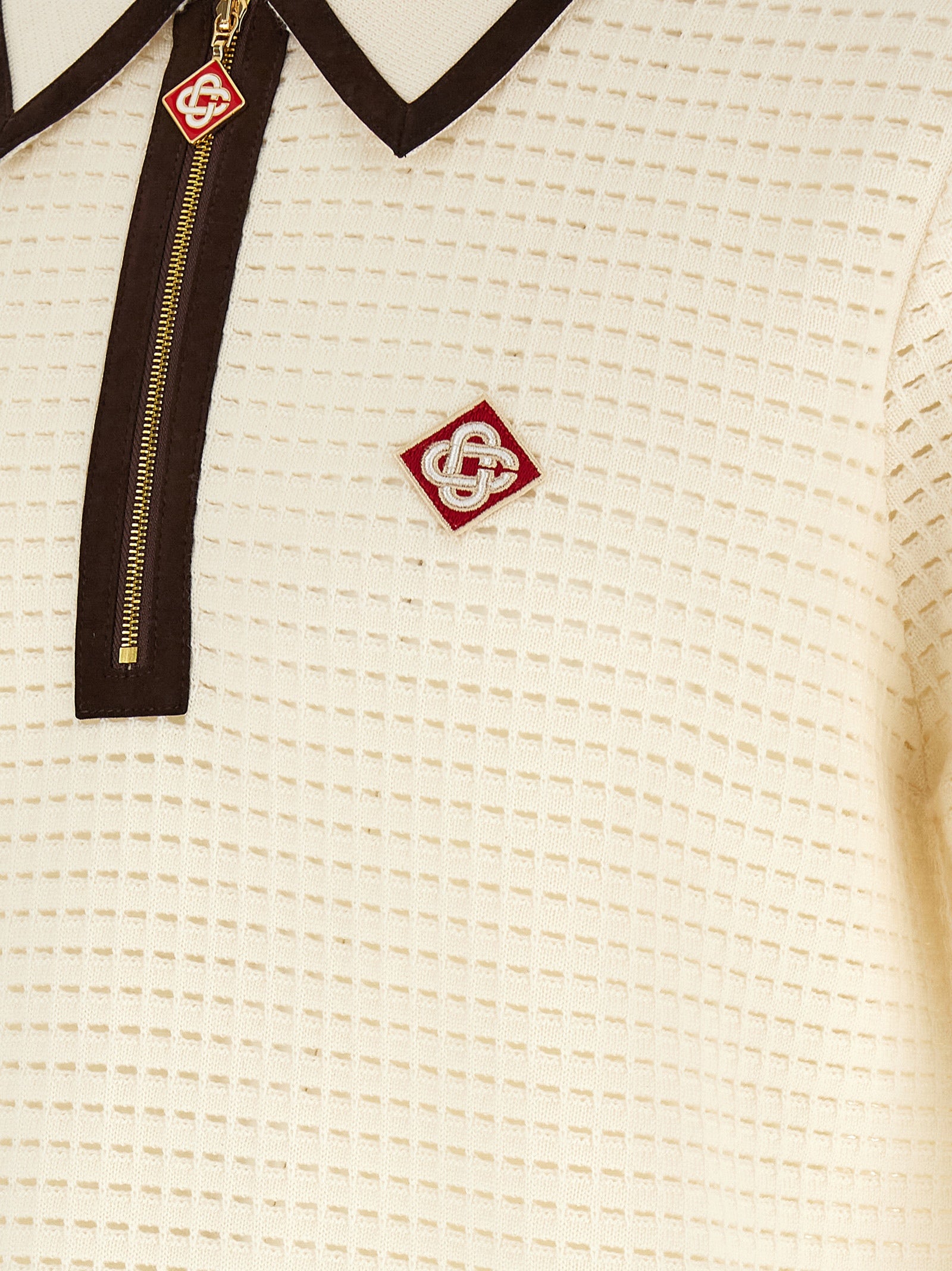 Casablanca 'Waffle Stitch' Knit Polo Shirt