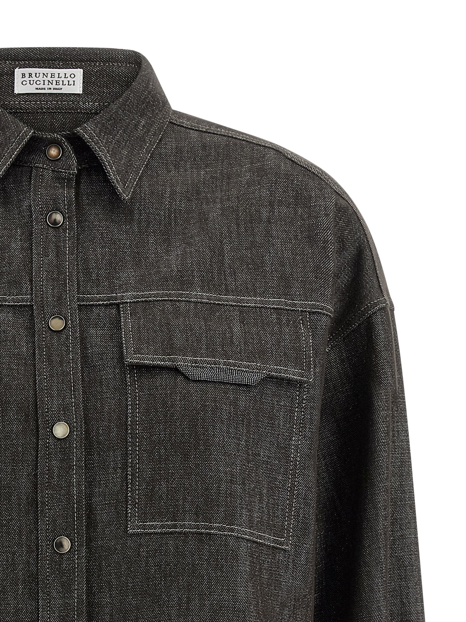 Brunello Cucinelli Lamé Denim Shirt