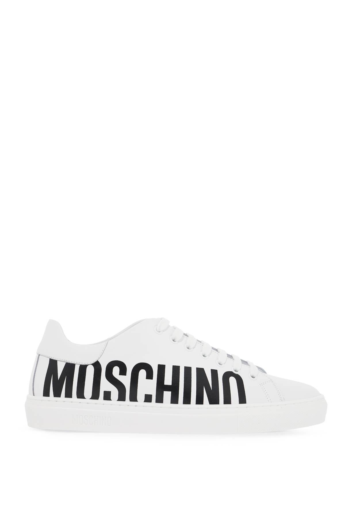 Moschino Leather Sneakers With Logo Print