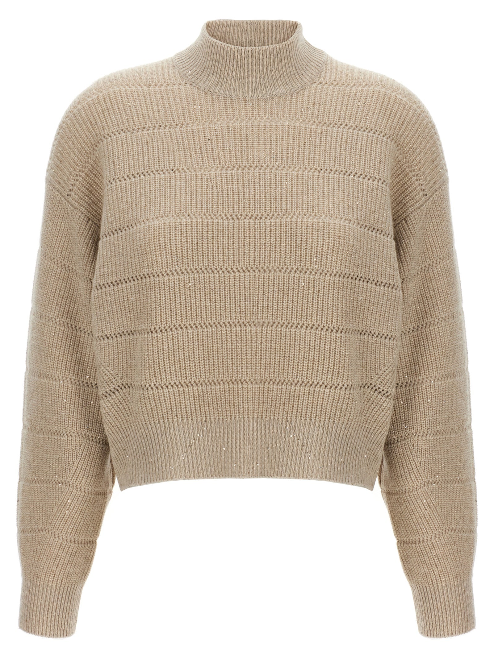 Brunello Cucinelli 'Rustic Dazzling Net' Cropped Sweater