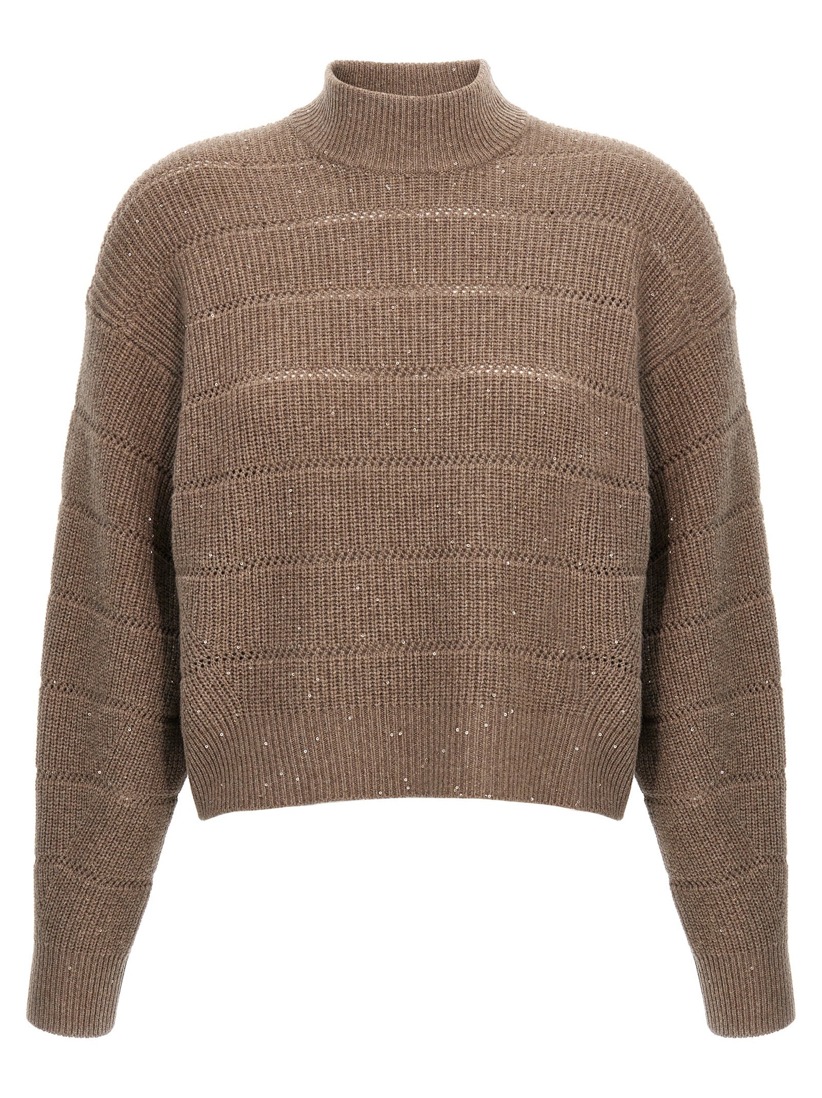 Brunello Cucinelli 'Rustic Dazzling Net' Cropped Sweater
