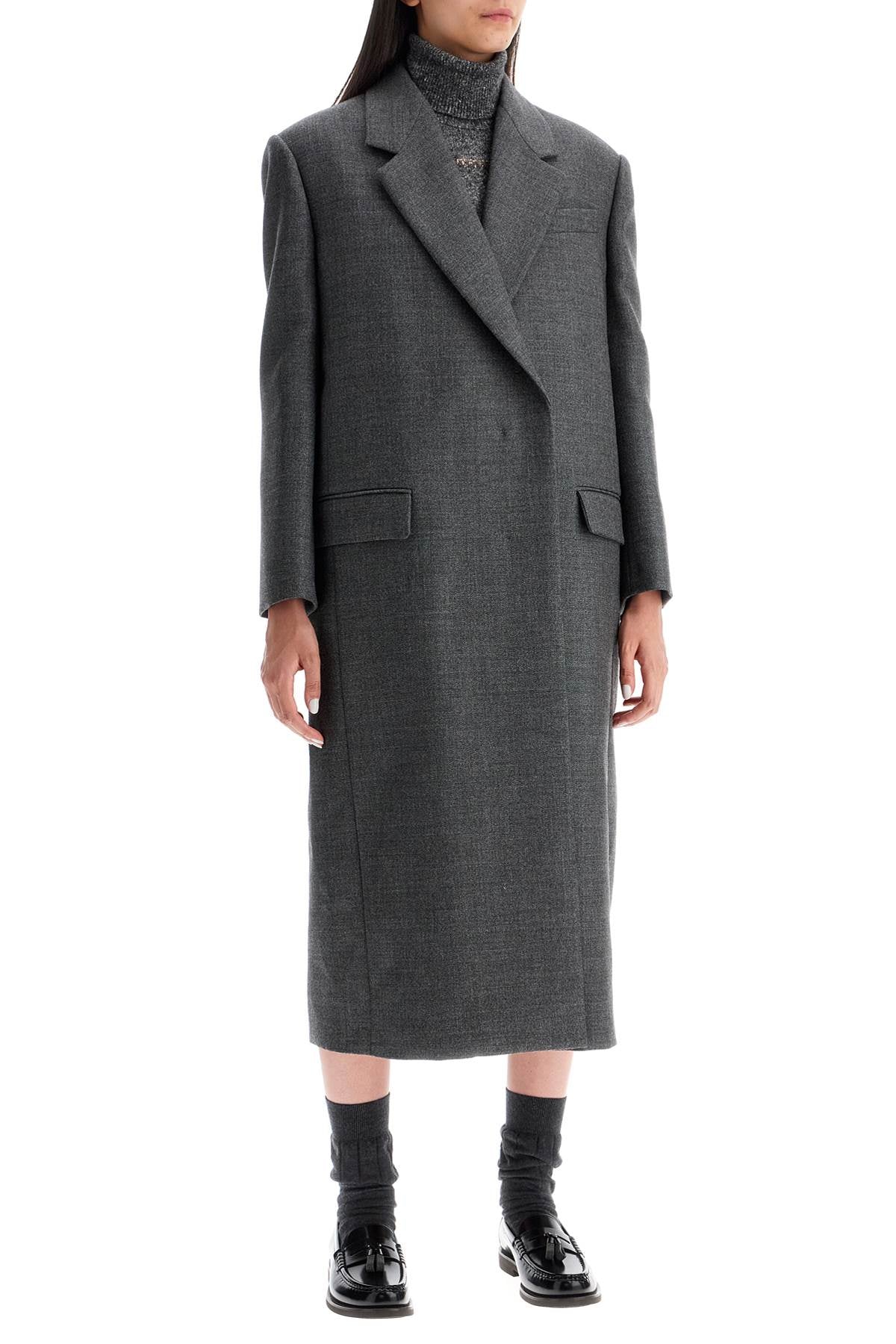 Brunello Cucinelli Woolen Overcoat In Canvas Fabric