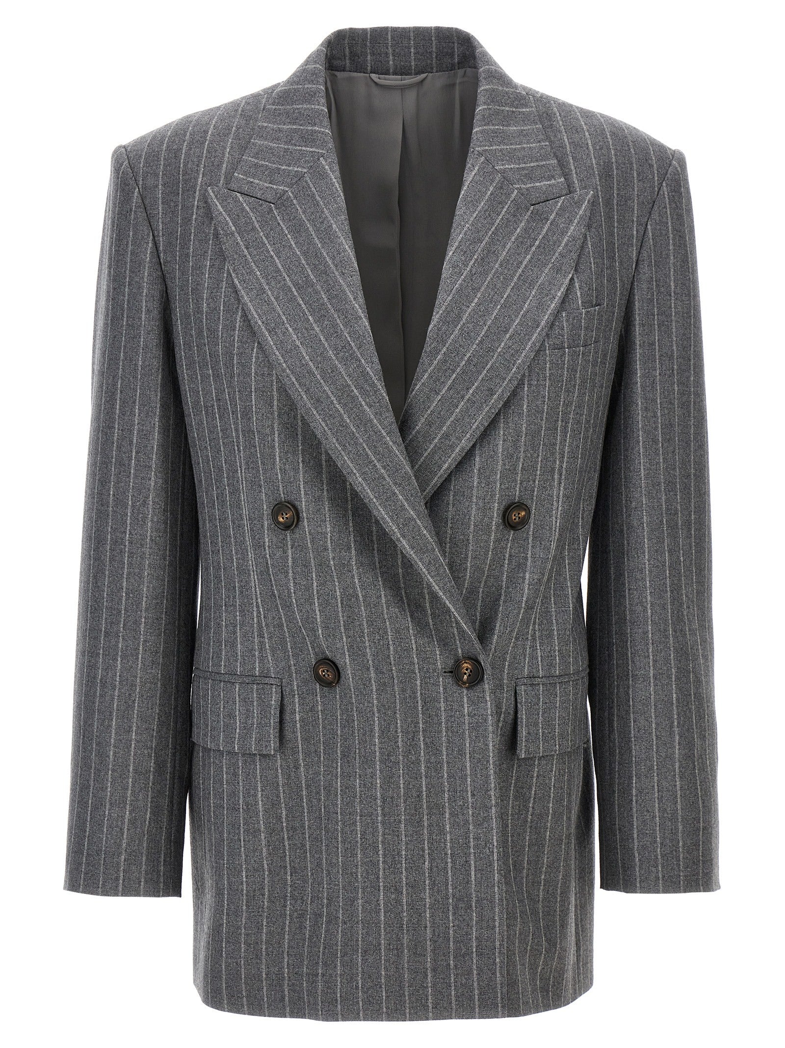 Brunello Cucinelli Pinstriped Double-Breasted Blazer