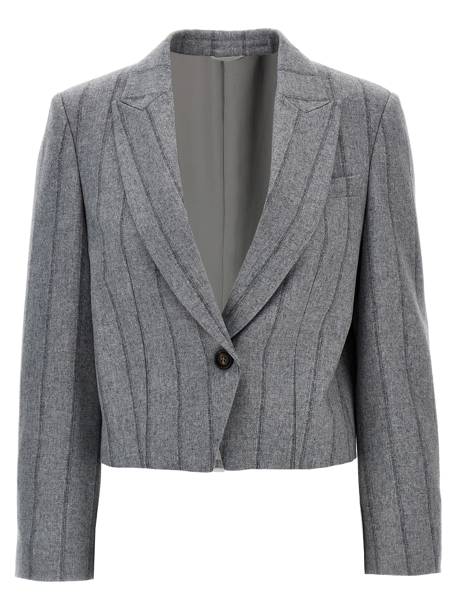 Brunello Cucinelli Pinstriped Cropped Blazer