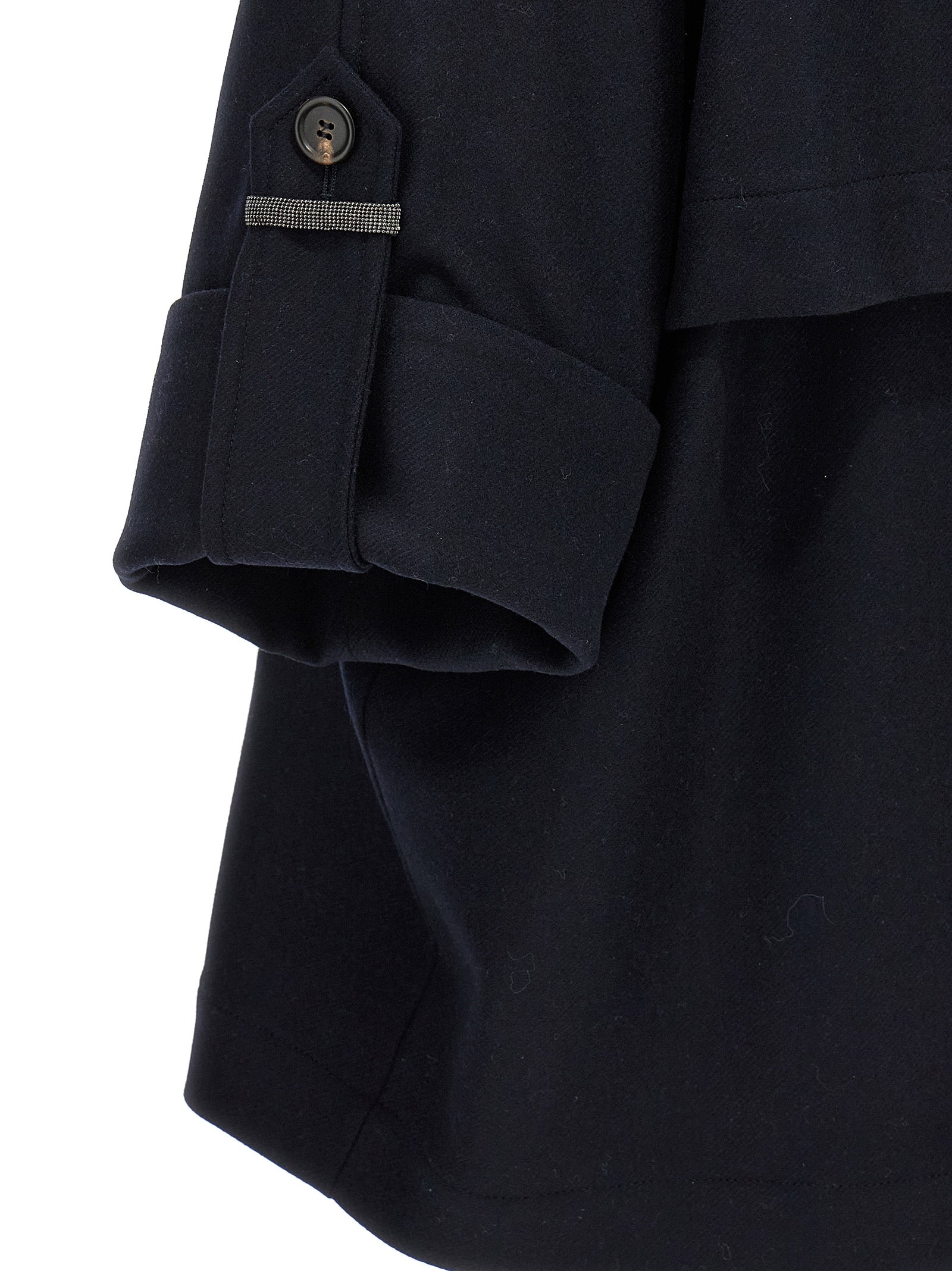 Brunello Cucinelli 'Shiny Cuff Details' Caban Coat