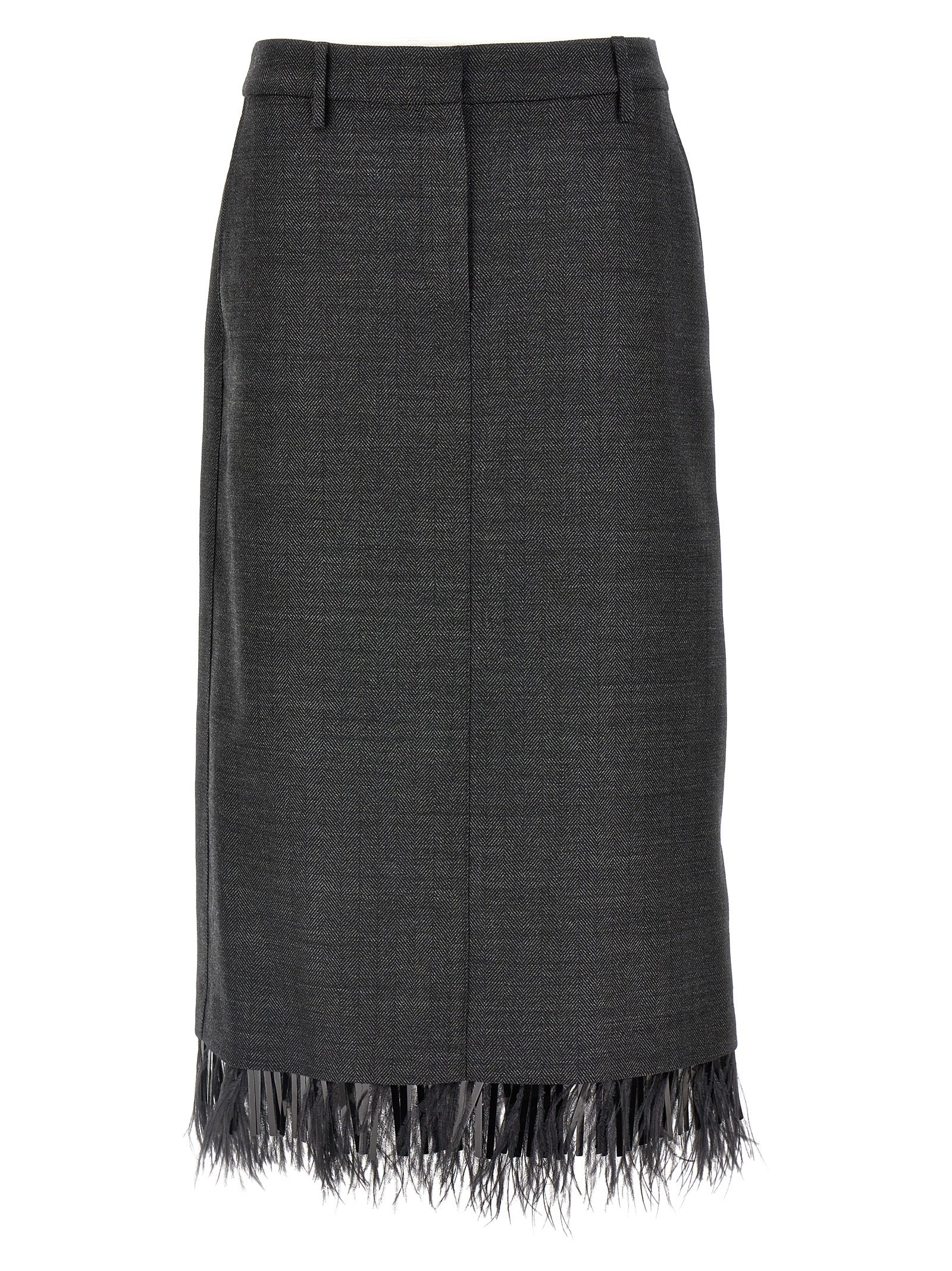 Brunello Cucinelli Skirt Hem Feathers Sequins