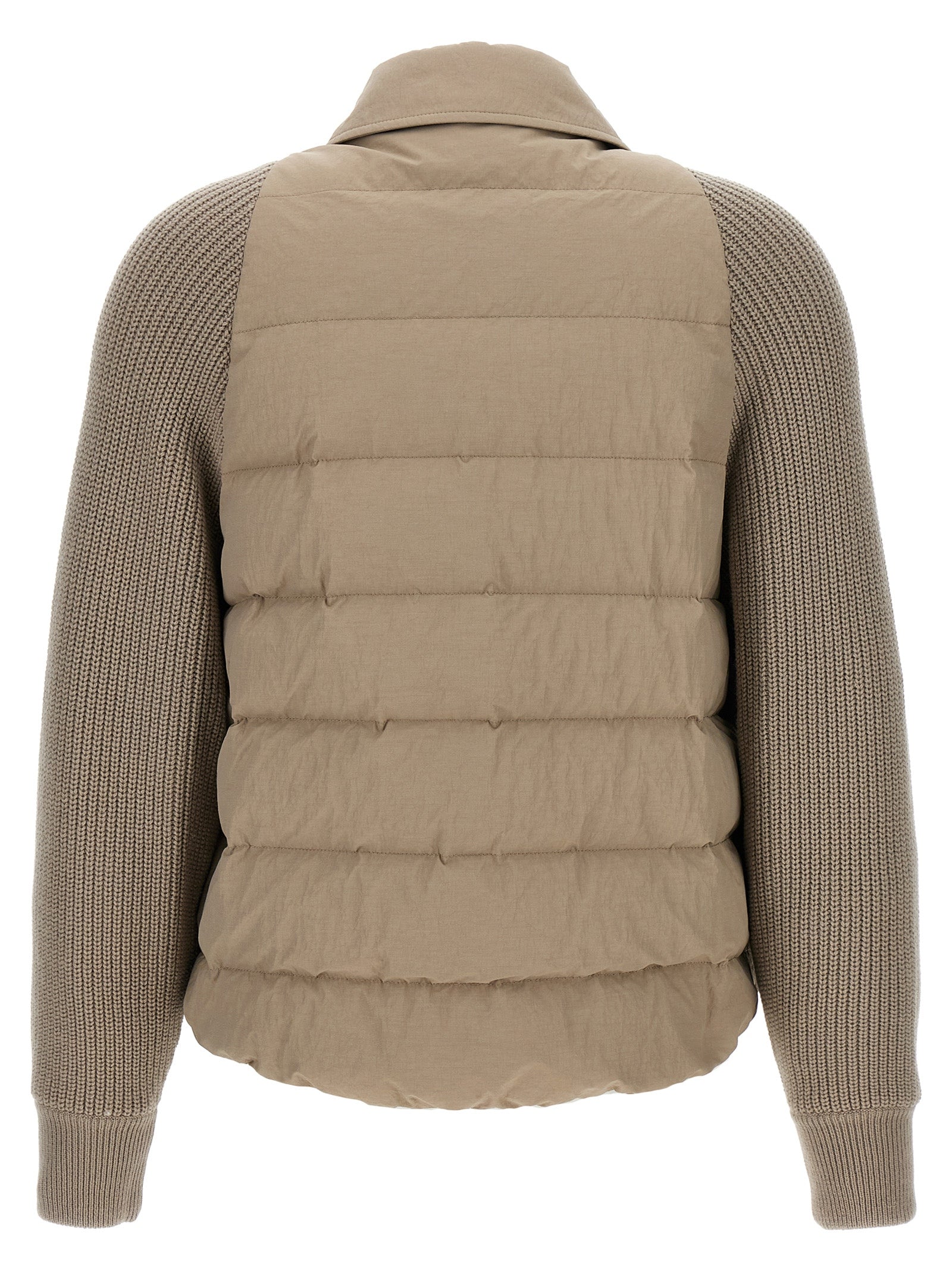 Brunello Cucinelli Two-Material 'Shiny Flap Detail' Down Jacket