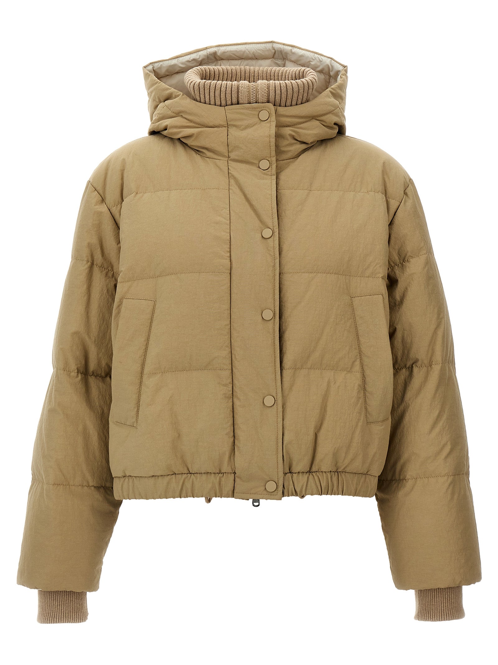 Brunello Cucinelli Hooded Knit Insert Down Jacket