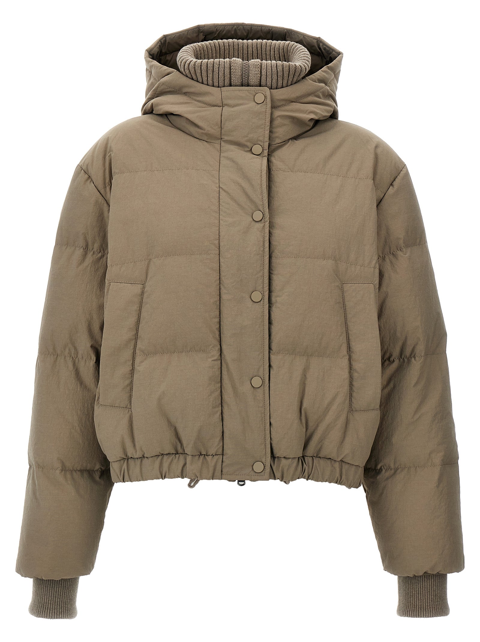 Brunello Cucinelli Hooded Knit Insert Down Jacket